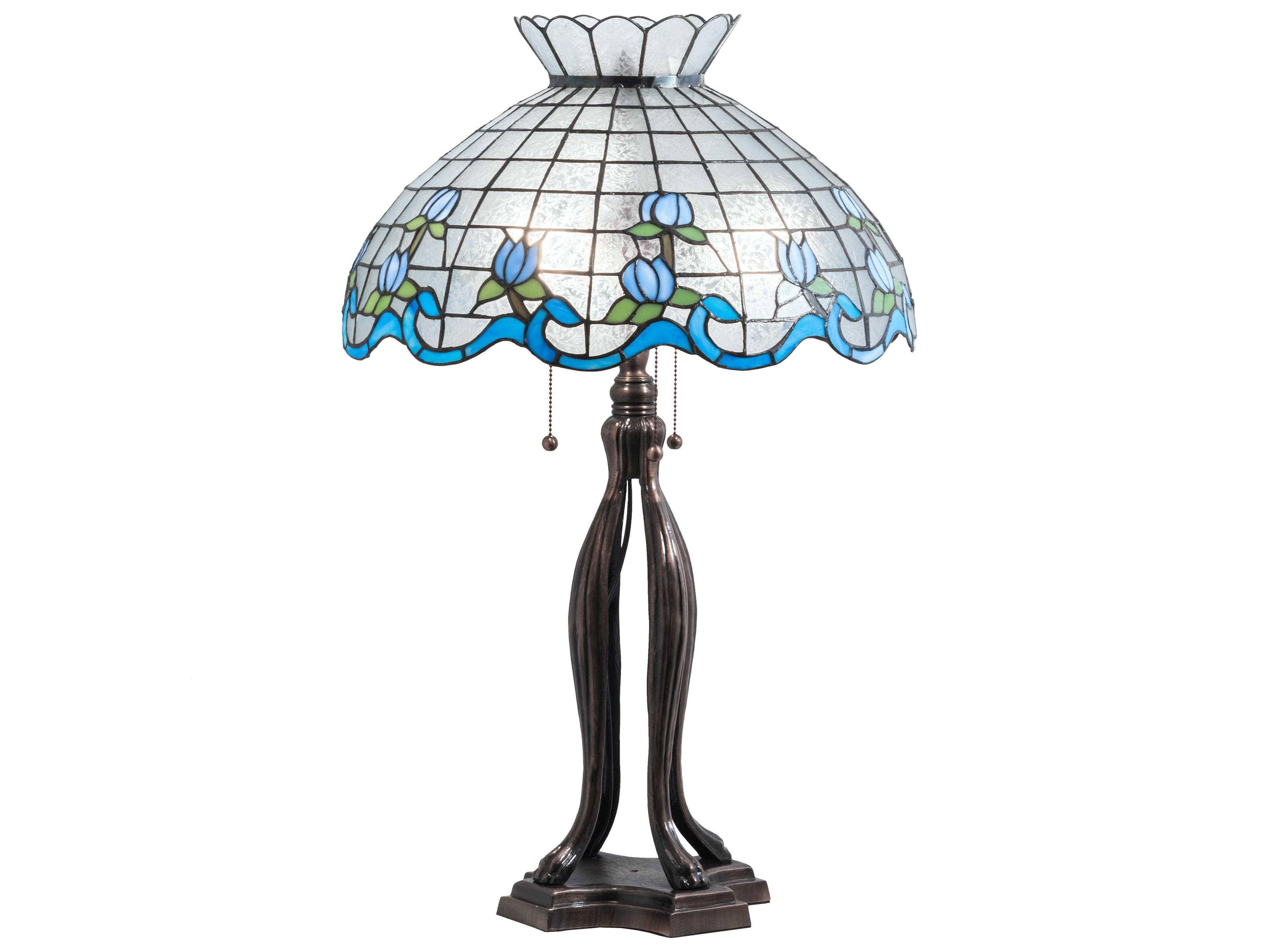 Meyda Roseborder Glass Tiffany Mahogany Bronze Buffet Lamp