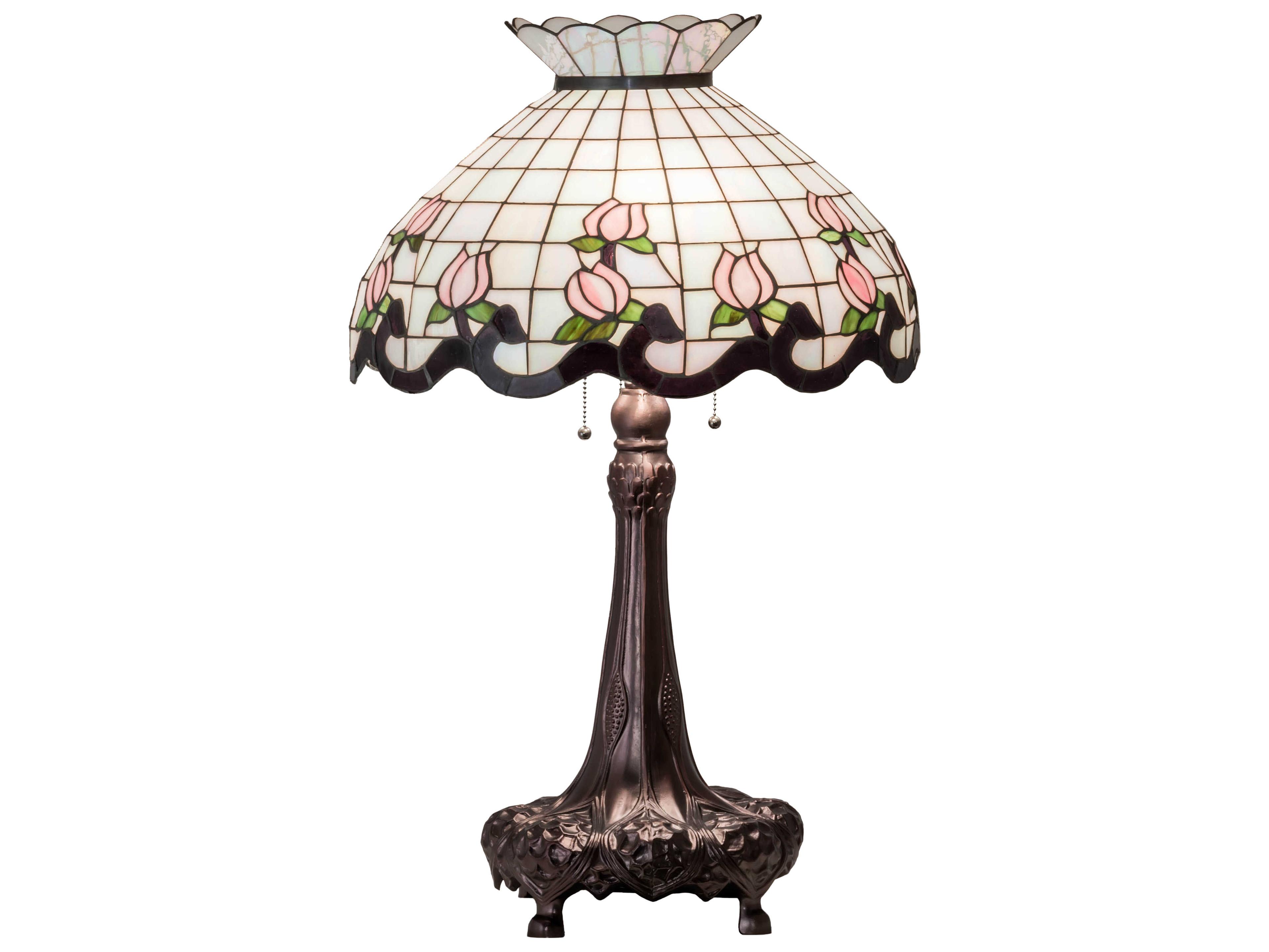 Meyda Roseborder Glass Tiffany Mahogany Bronze Buffet Lamp