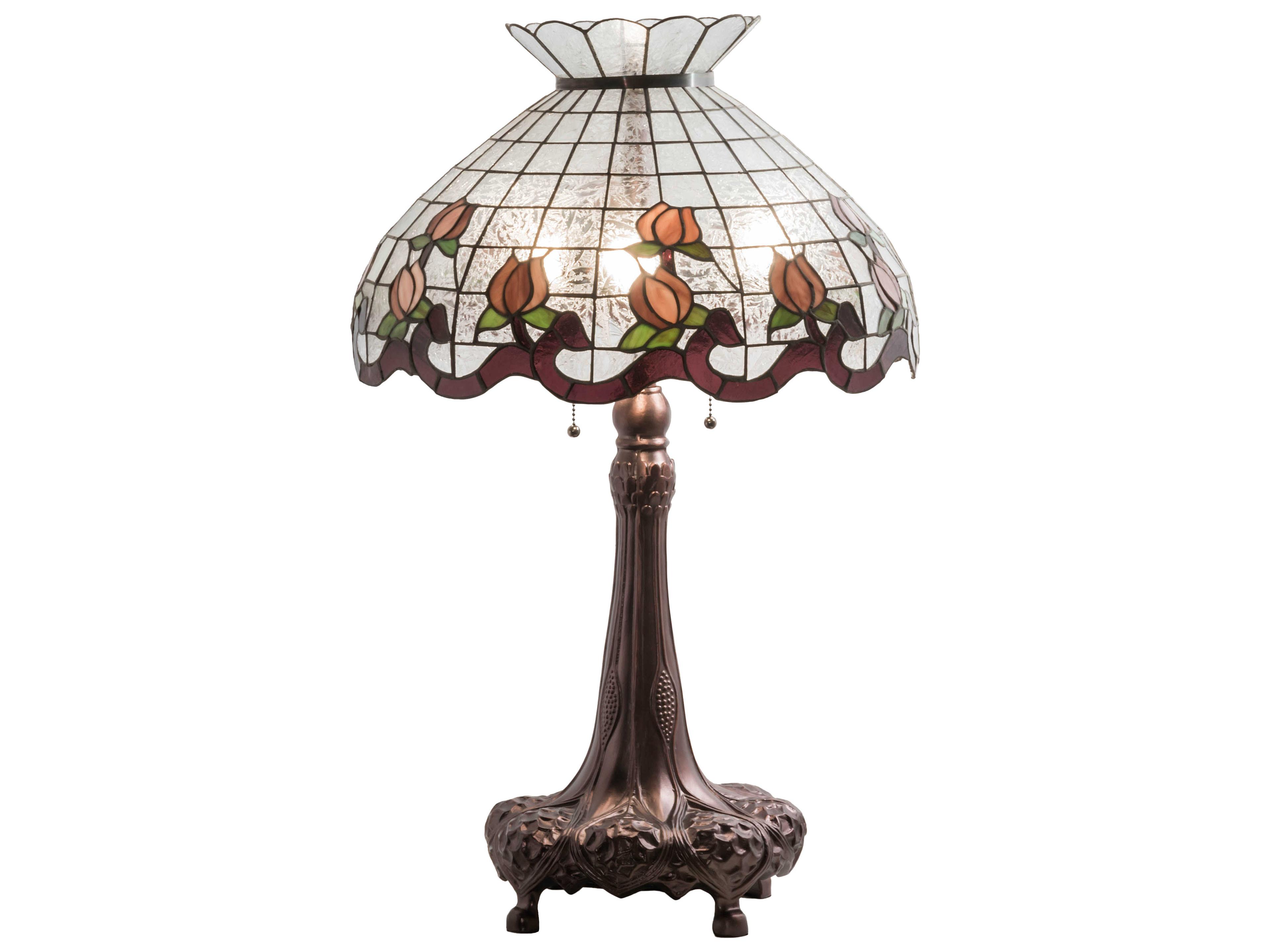 Meyda Roseborder Glass Tiffany Mahogany Bronze Buffet Lamp
