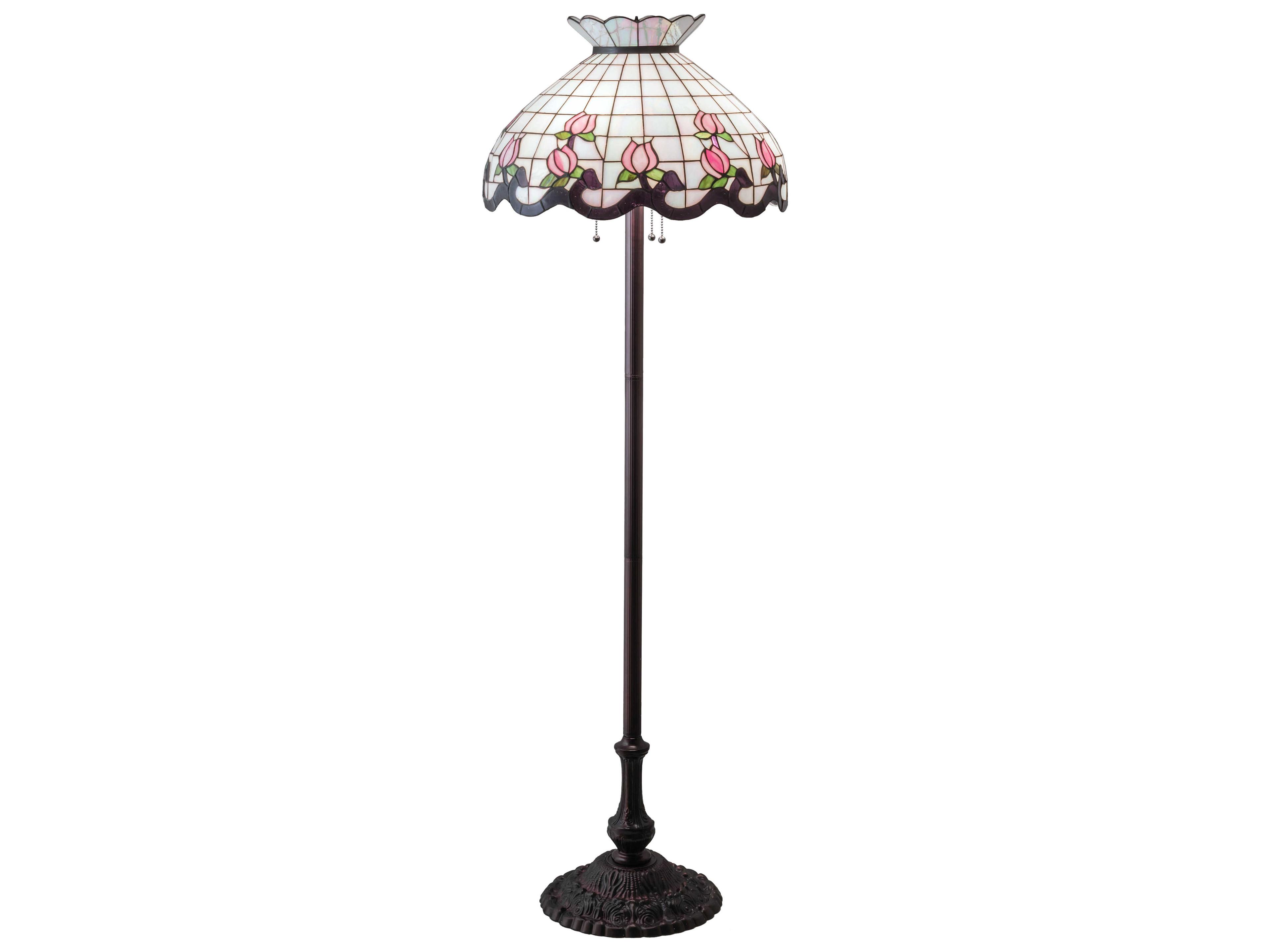 Meyda Roseborder Glass Tiffany Mahogany Bronze Floor Lamp