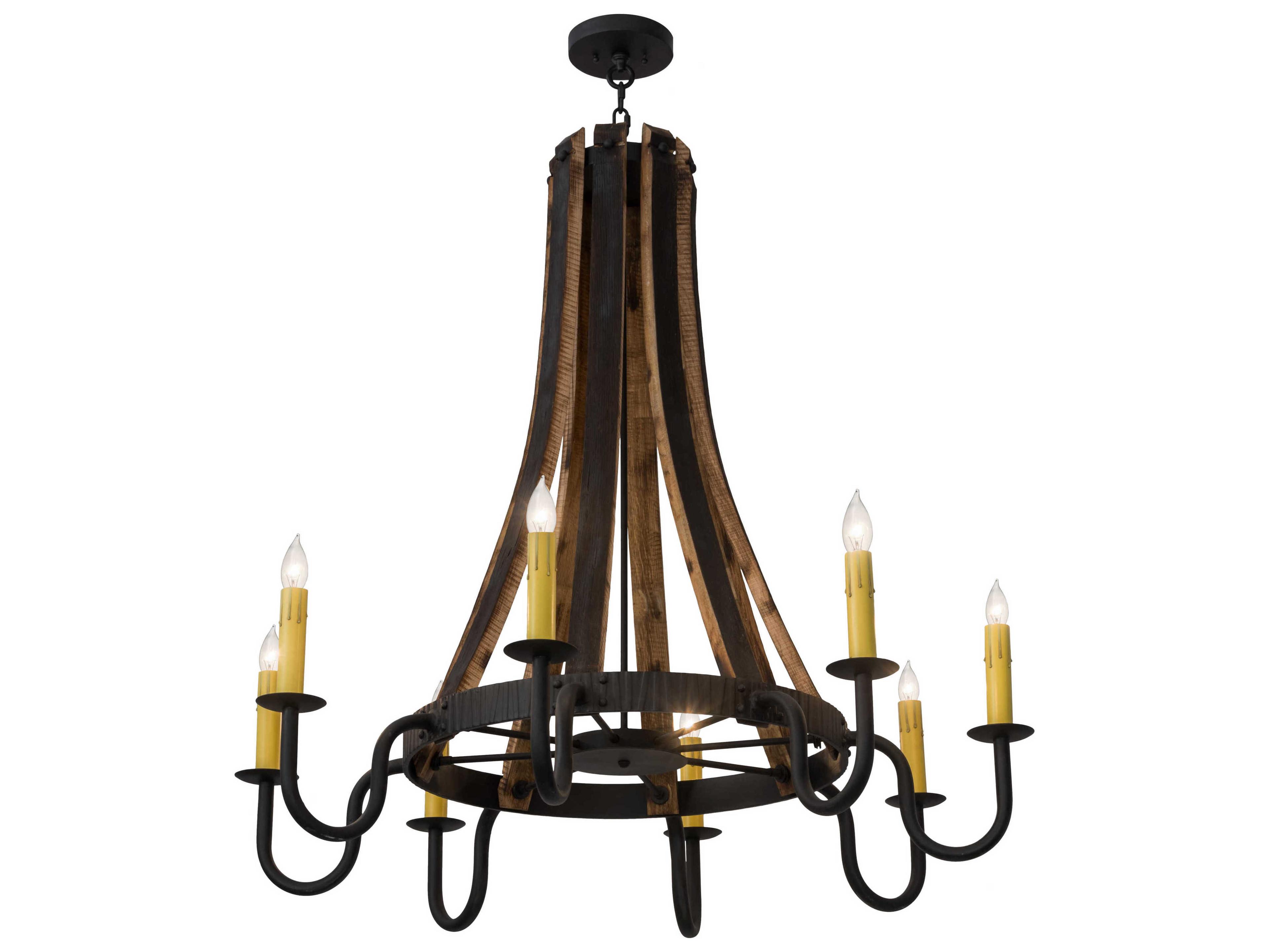 Meyda Barrel Stave 8-Light Black Candelabra Chandelier