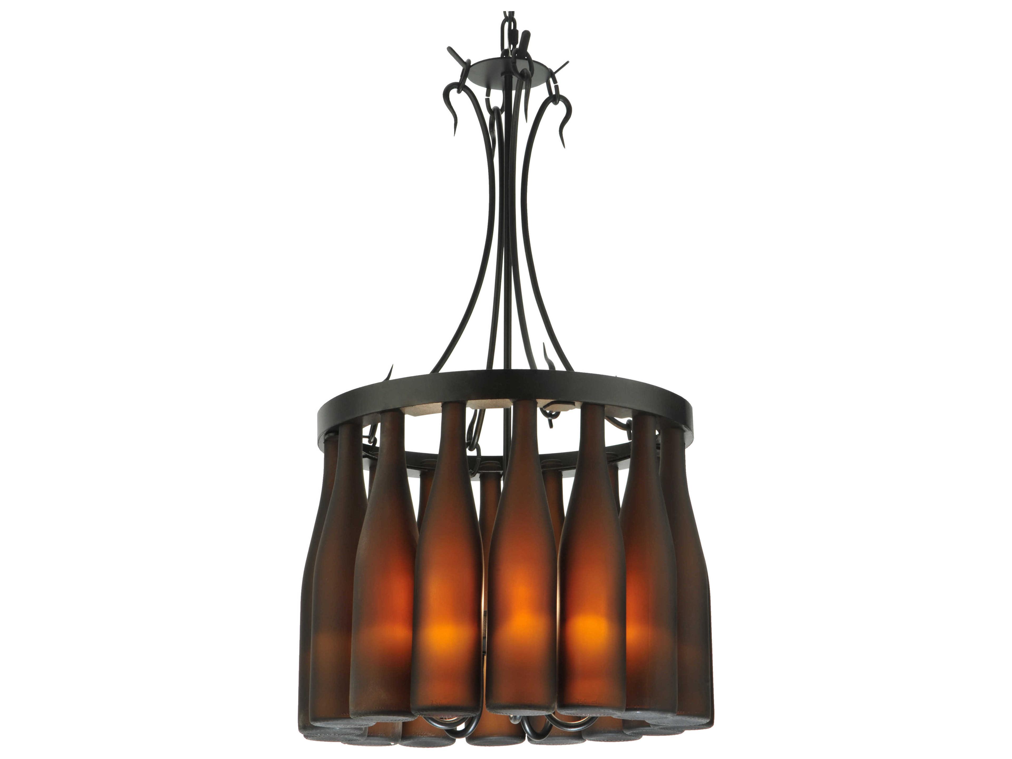 Meyda Tuscan Vineyard 5-Light Black Glass Drum Chandelier