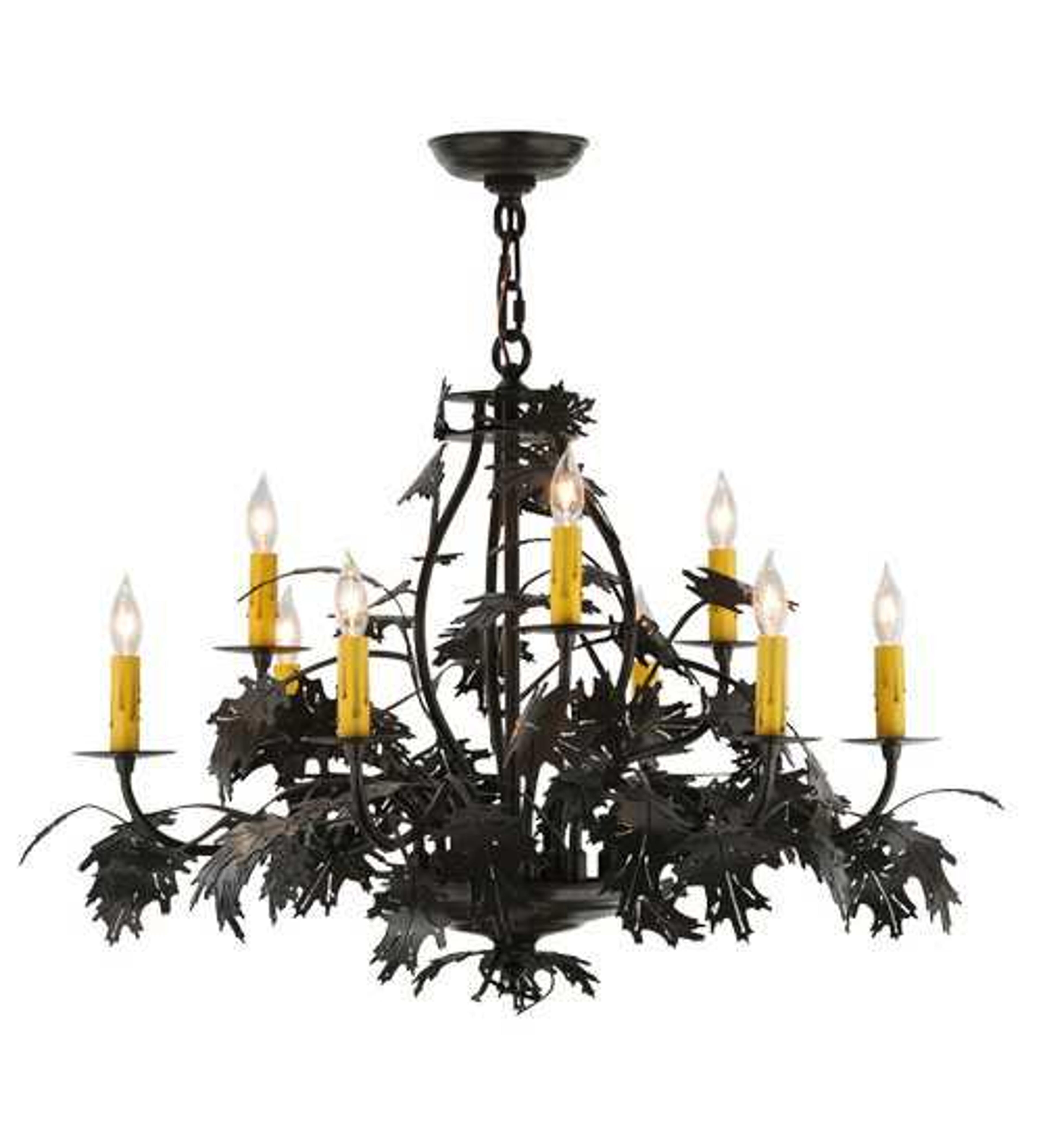 Meyda Oak Leaf & Acorn 9-Light Bronze Candelabra Chandelier