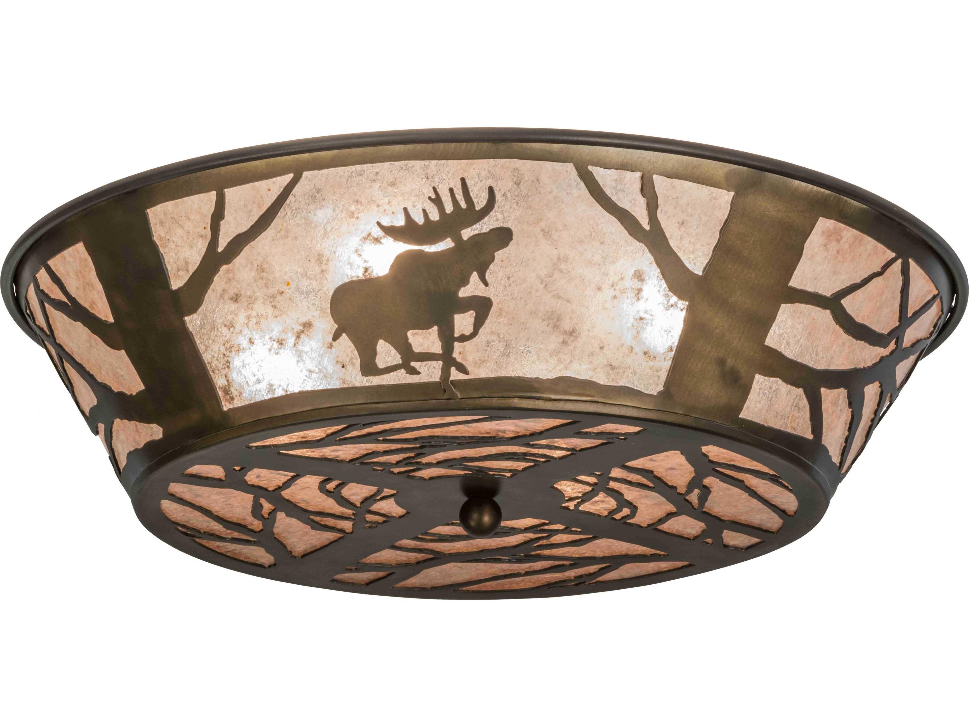Meyda Rustic 4-Light Copper Bowl Geometric Flush Mount