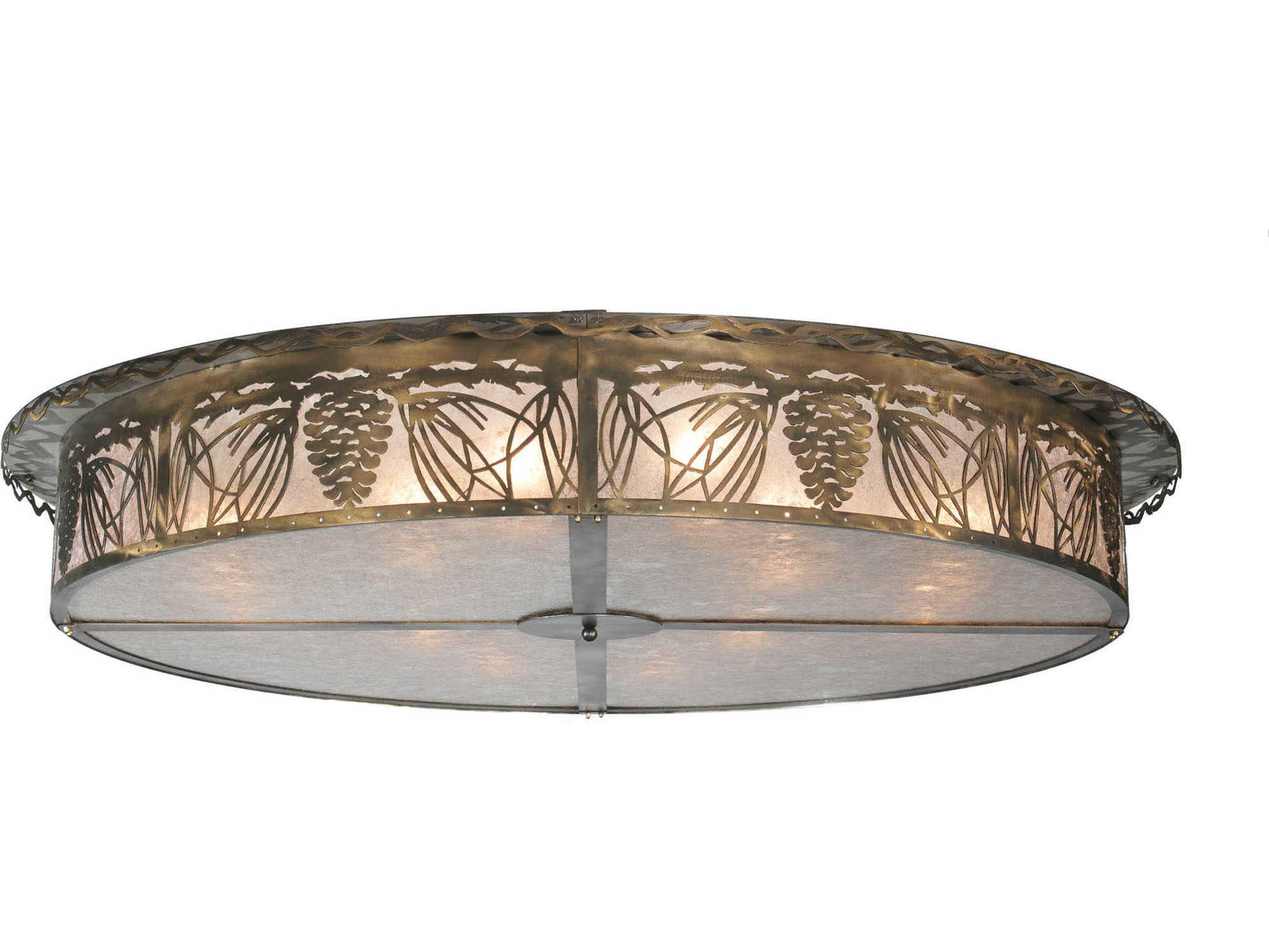 Meyda Mountain Pine 12-Light Copper Drum Flush Mount