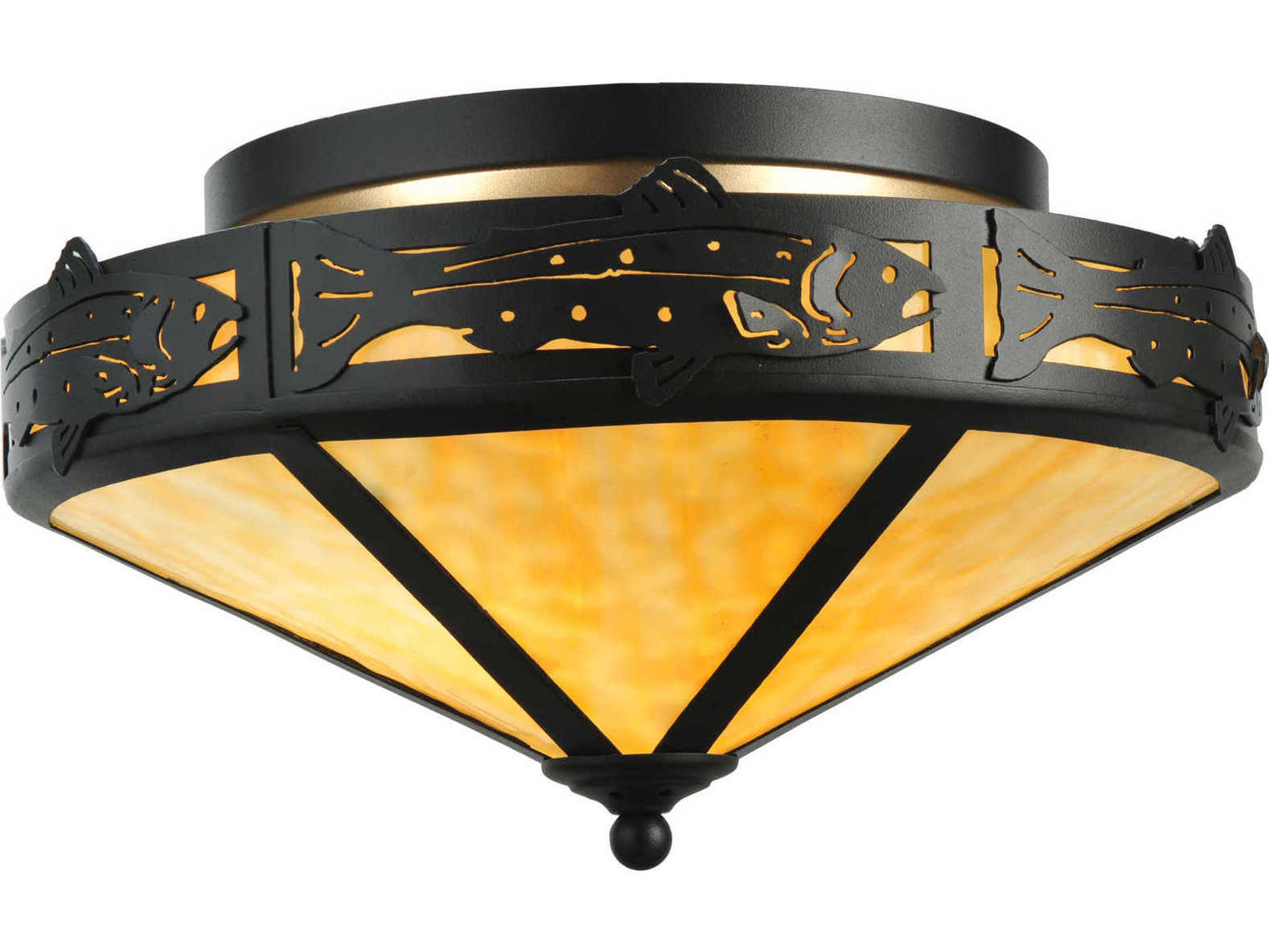 Meyda Rustic 2-Light Black Geometric Flush Mount