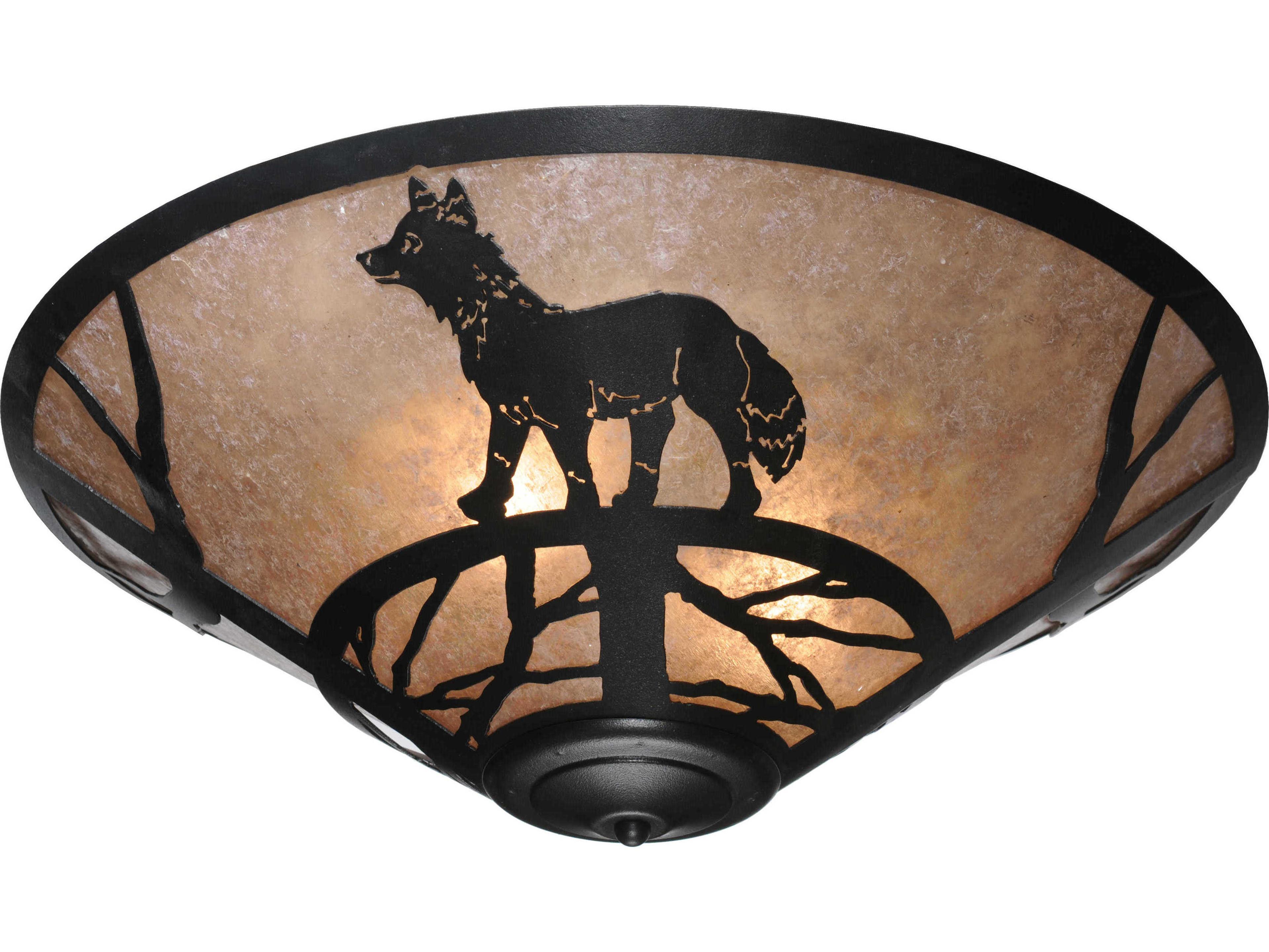 Meyda Rustic 3-Light Black Flush Mount