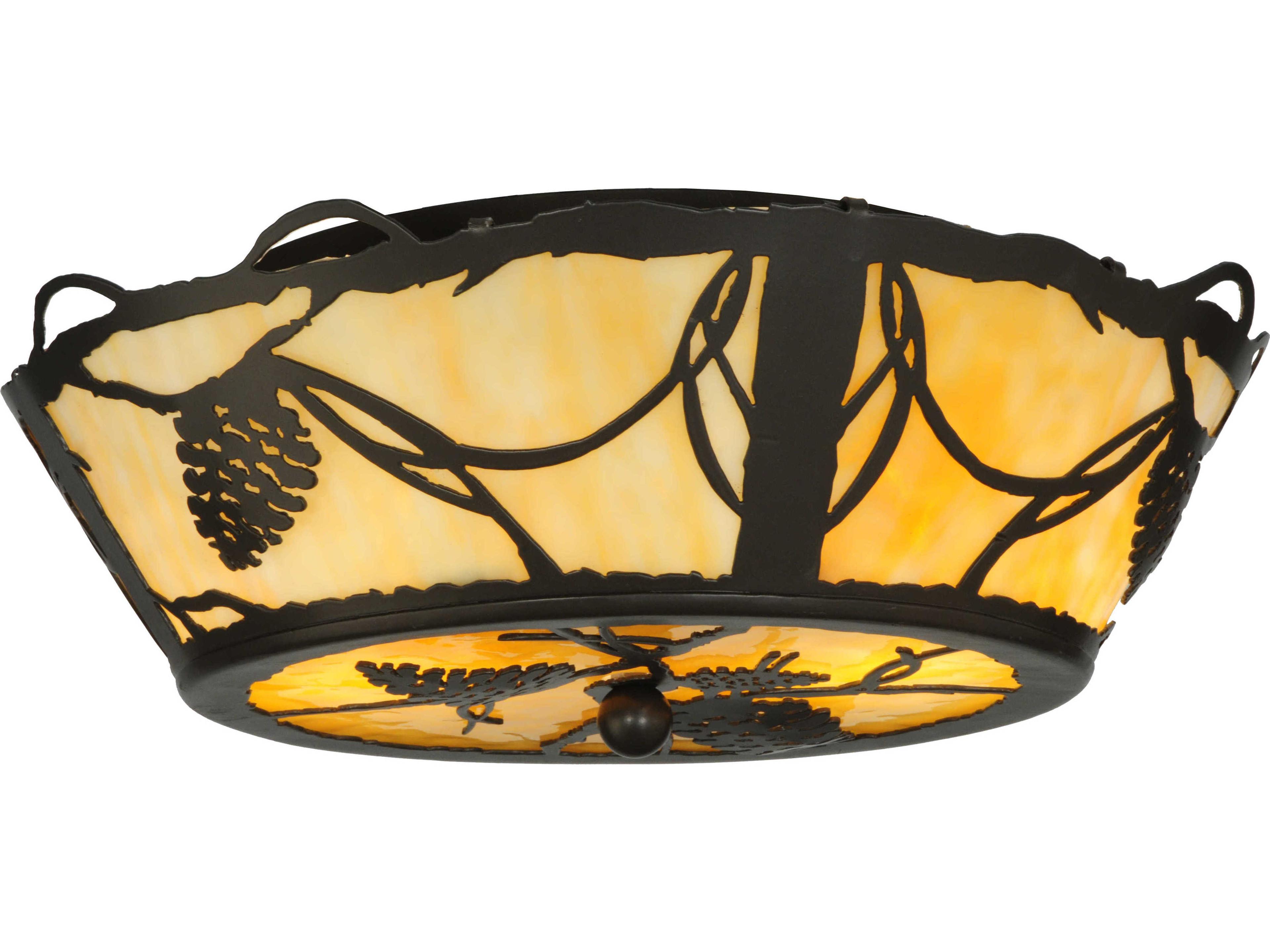 Meyda Rustic 2-Light Bronze Bowl Geometric Flush Mount