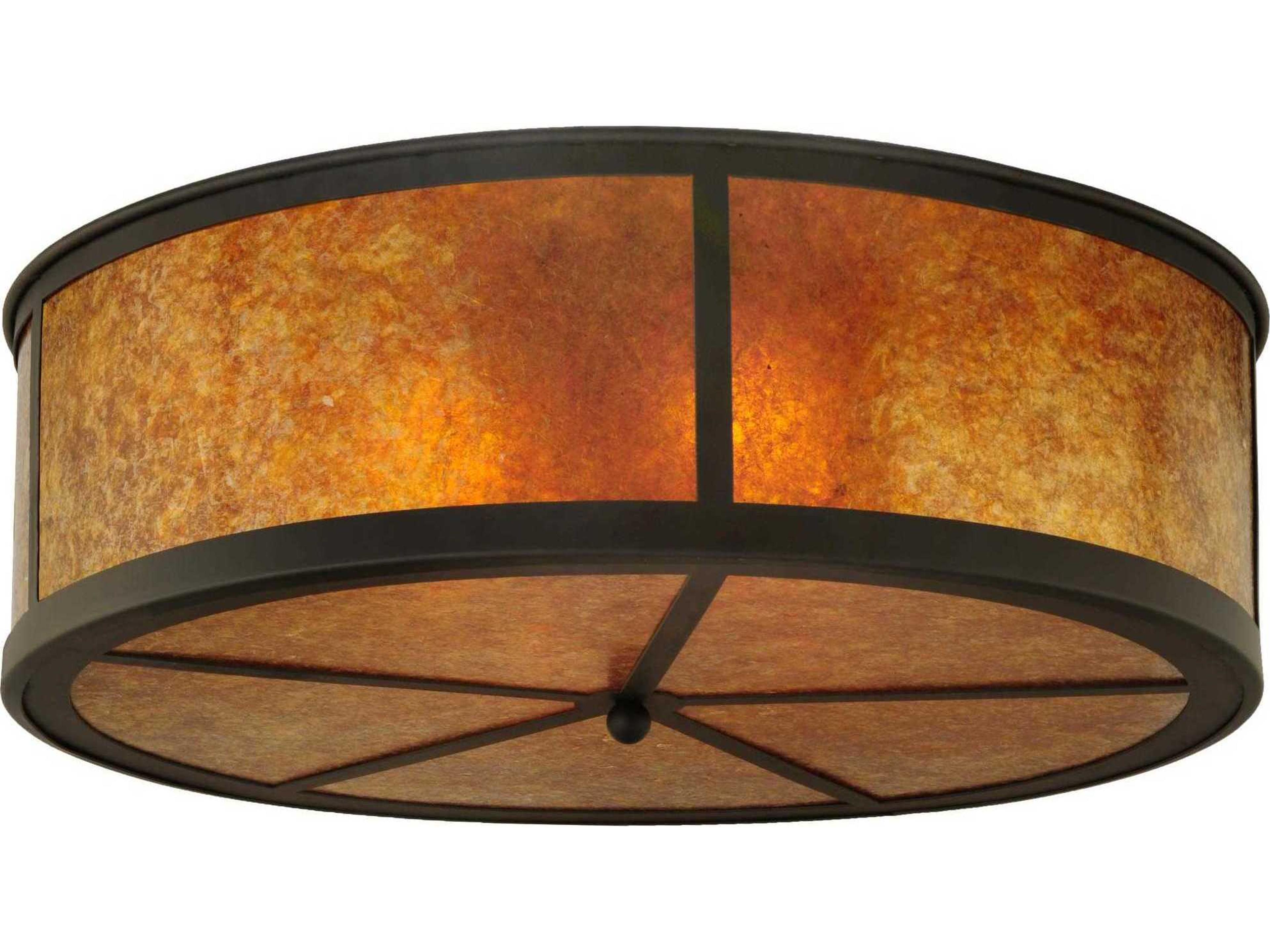 Meyda Rustic 4-Light Bronze Drum Flush Mount