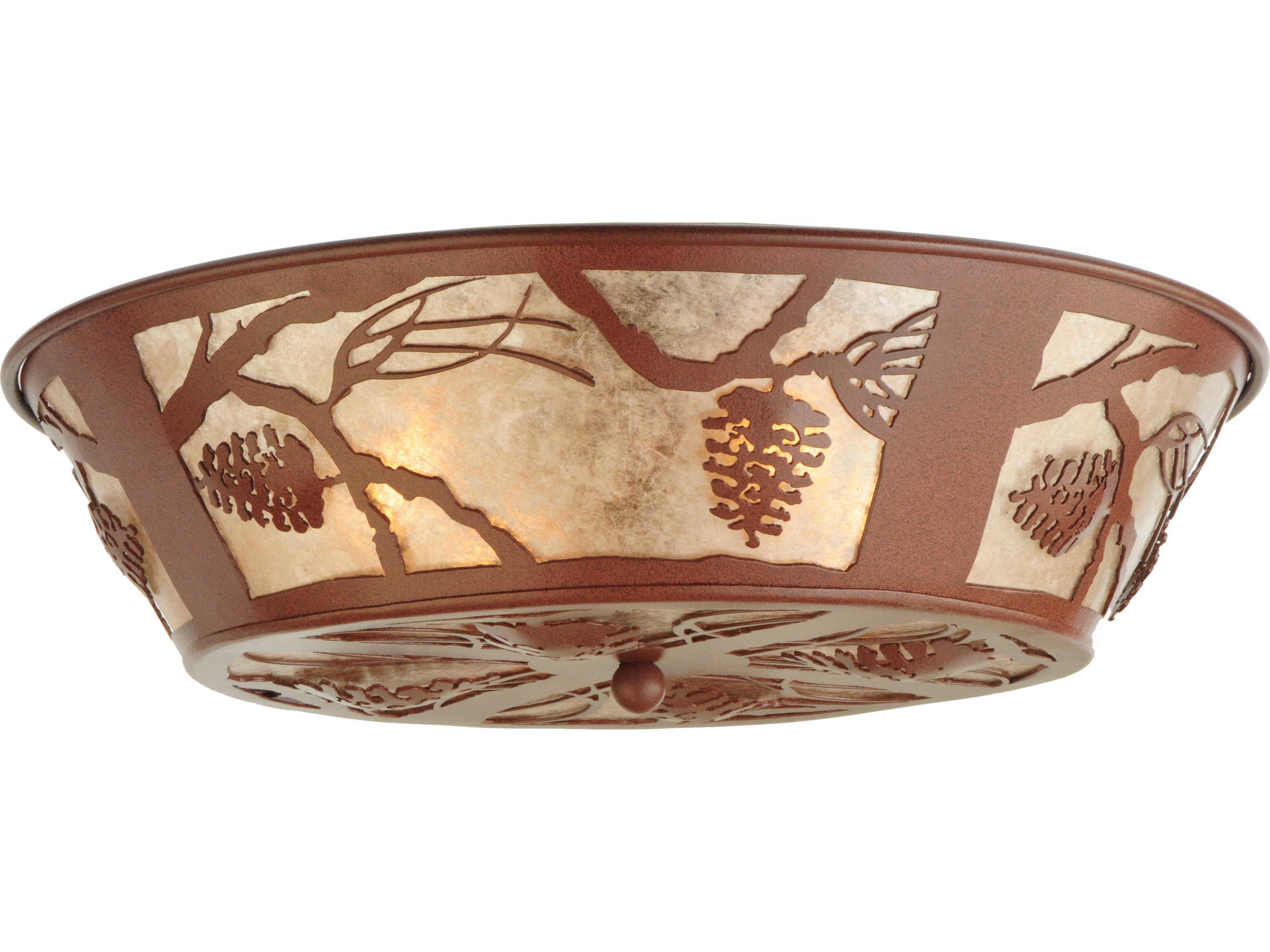 Meyda Whispering Pines 4-Light Red Bowl Geometric Flush Mount