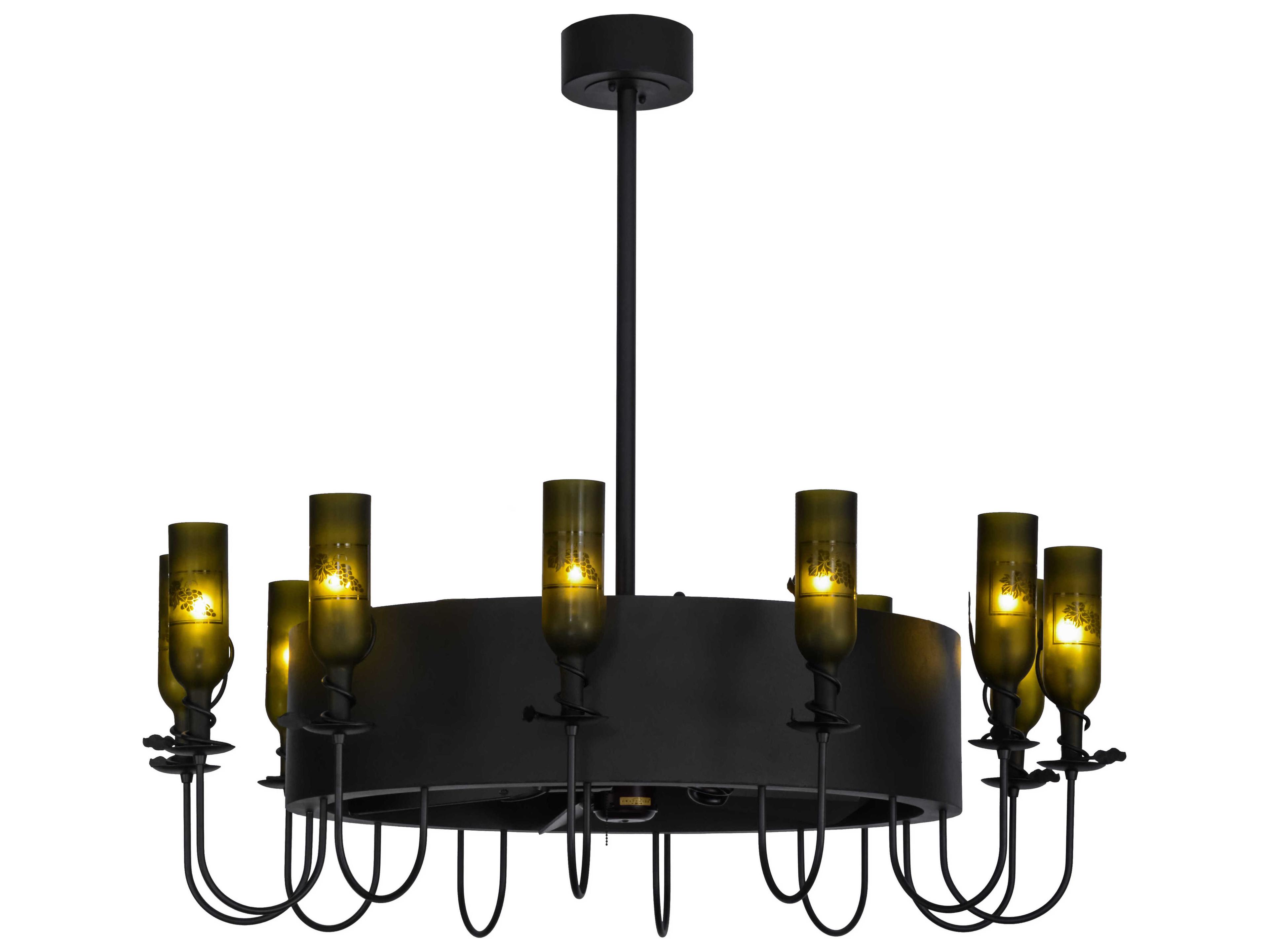 Meyda Tuscan Vineyard Etched Grapes 12 - Light Wine Bottle Chandel-Air