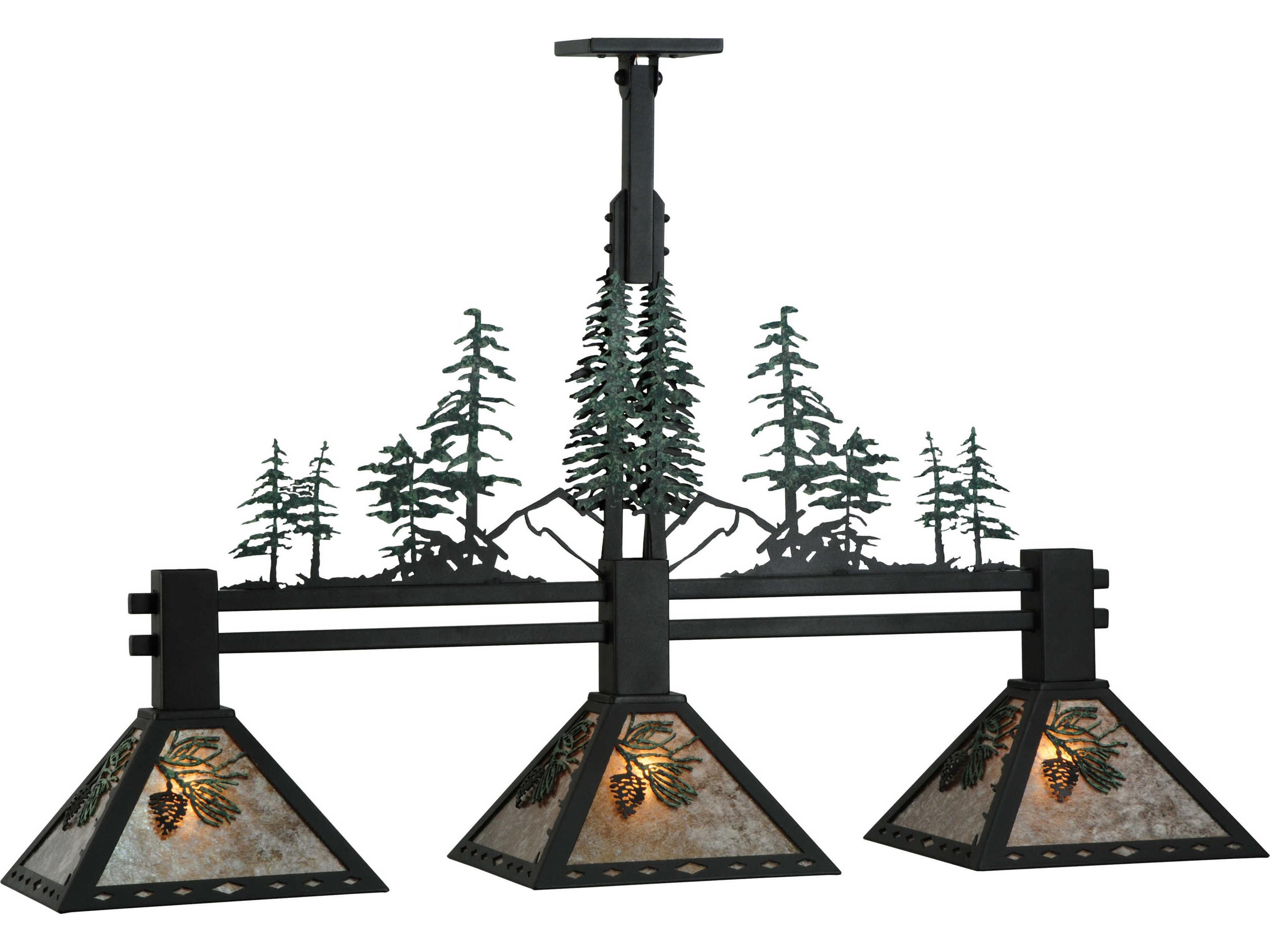 Meyda Rustic 3-Light Black Geometric Island Pendant