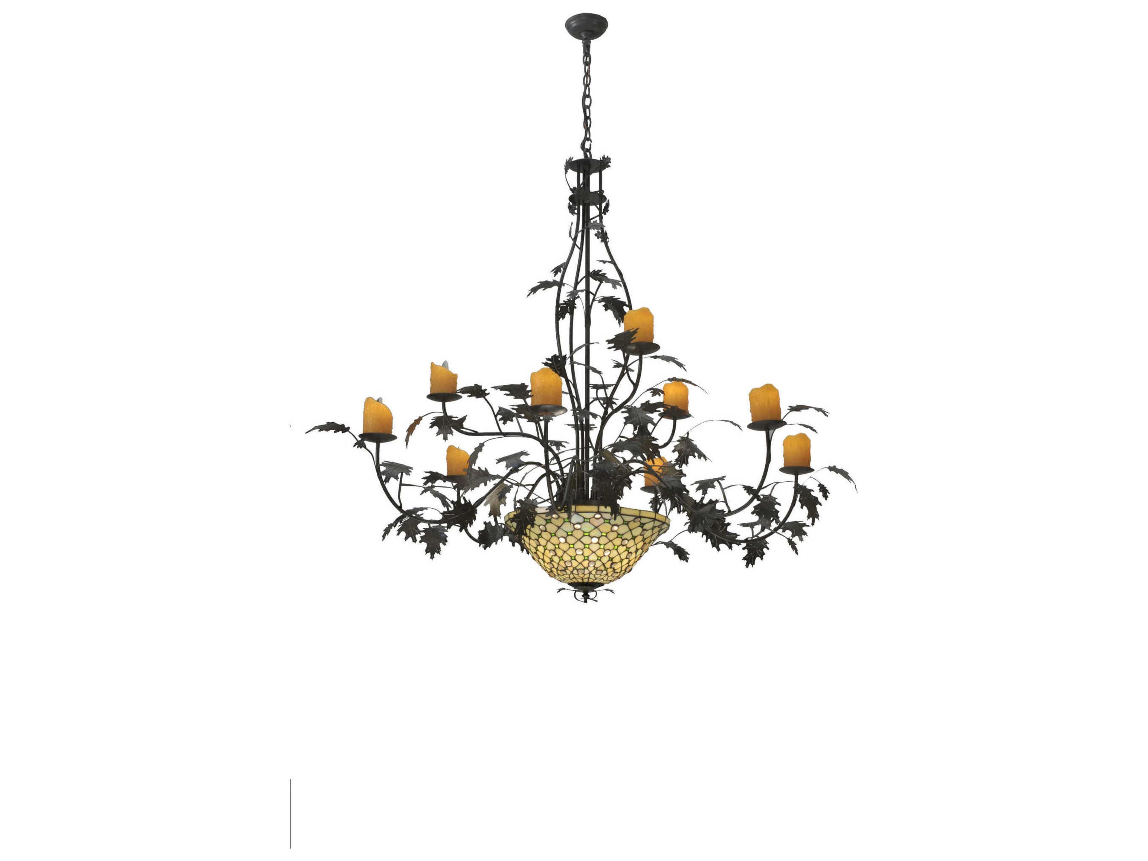 Meyda Diamond & Jewel Oak Leaf 9 Arm 12-Light 63" Large Chandelier