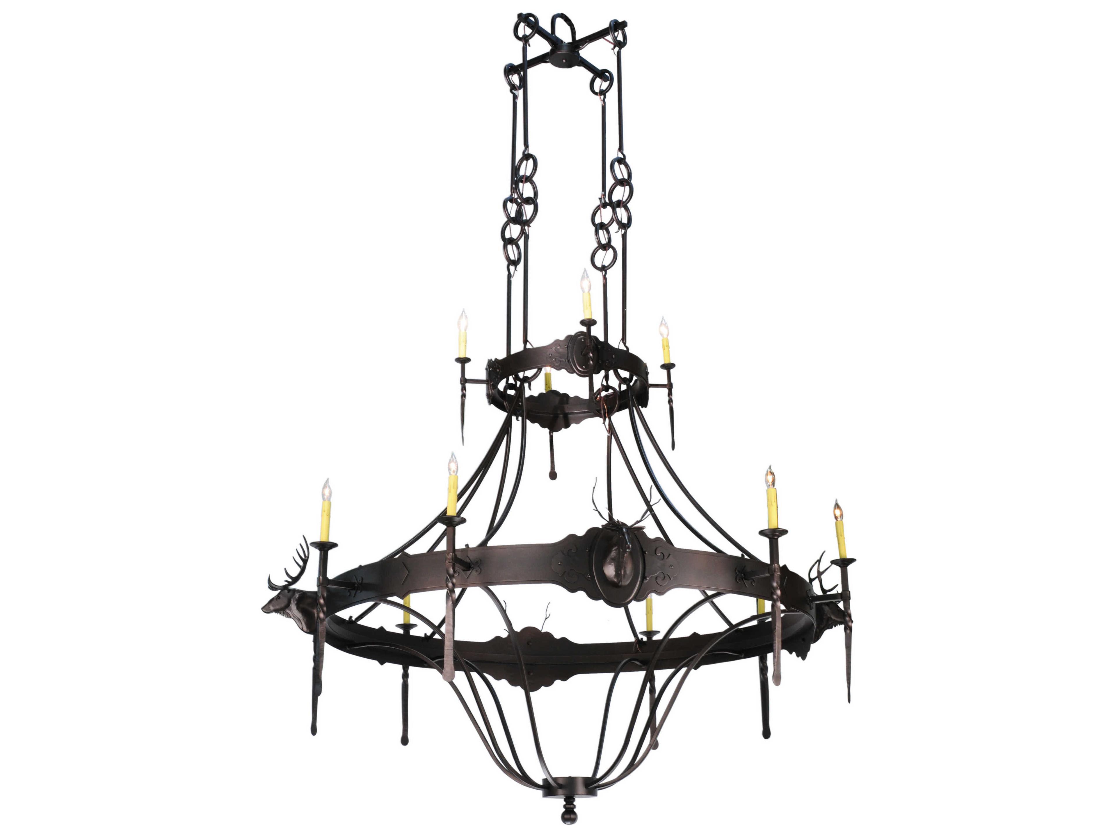 Meyda Rustic 12-Light Bronze Candelabra Tiered Chandelier
