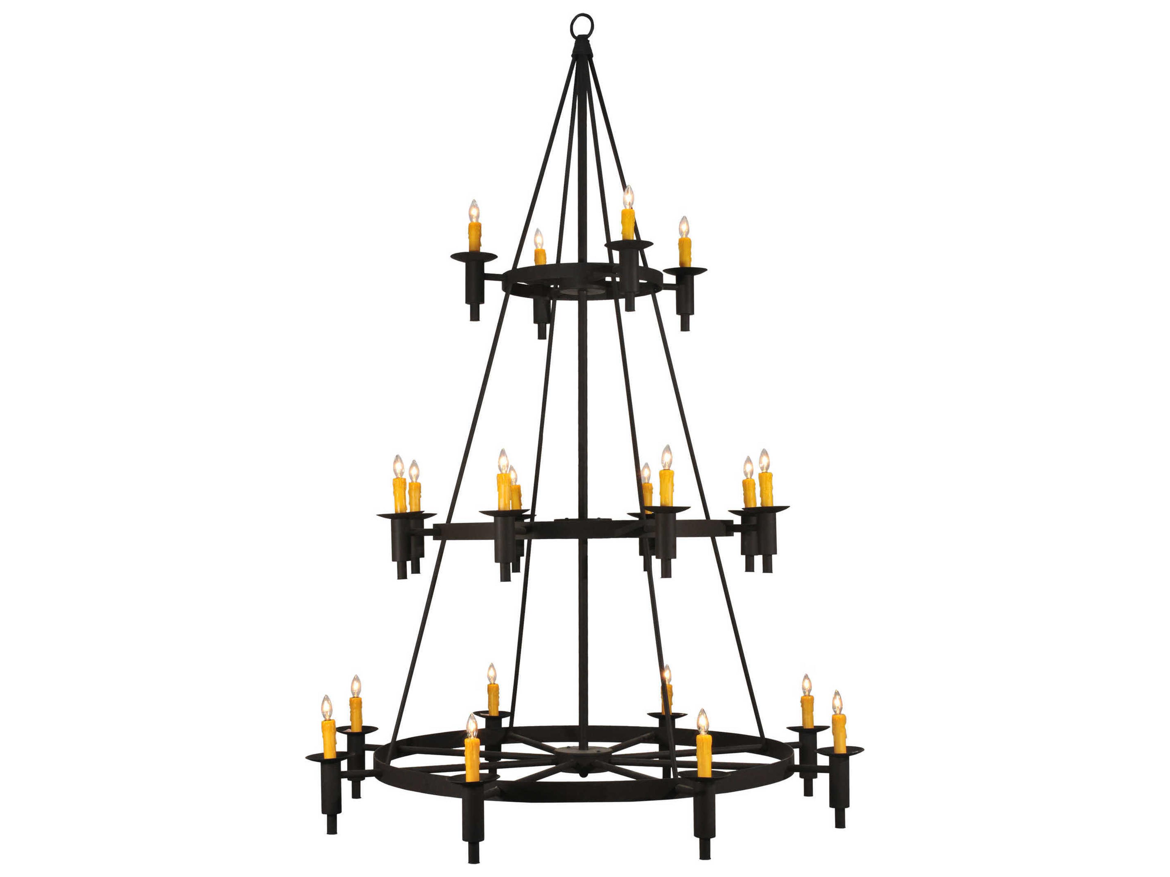 Meyda Rustic 20-Light Black Candelabra Round Tiered Chandelier