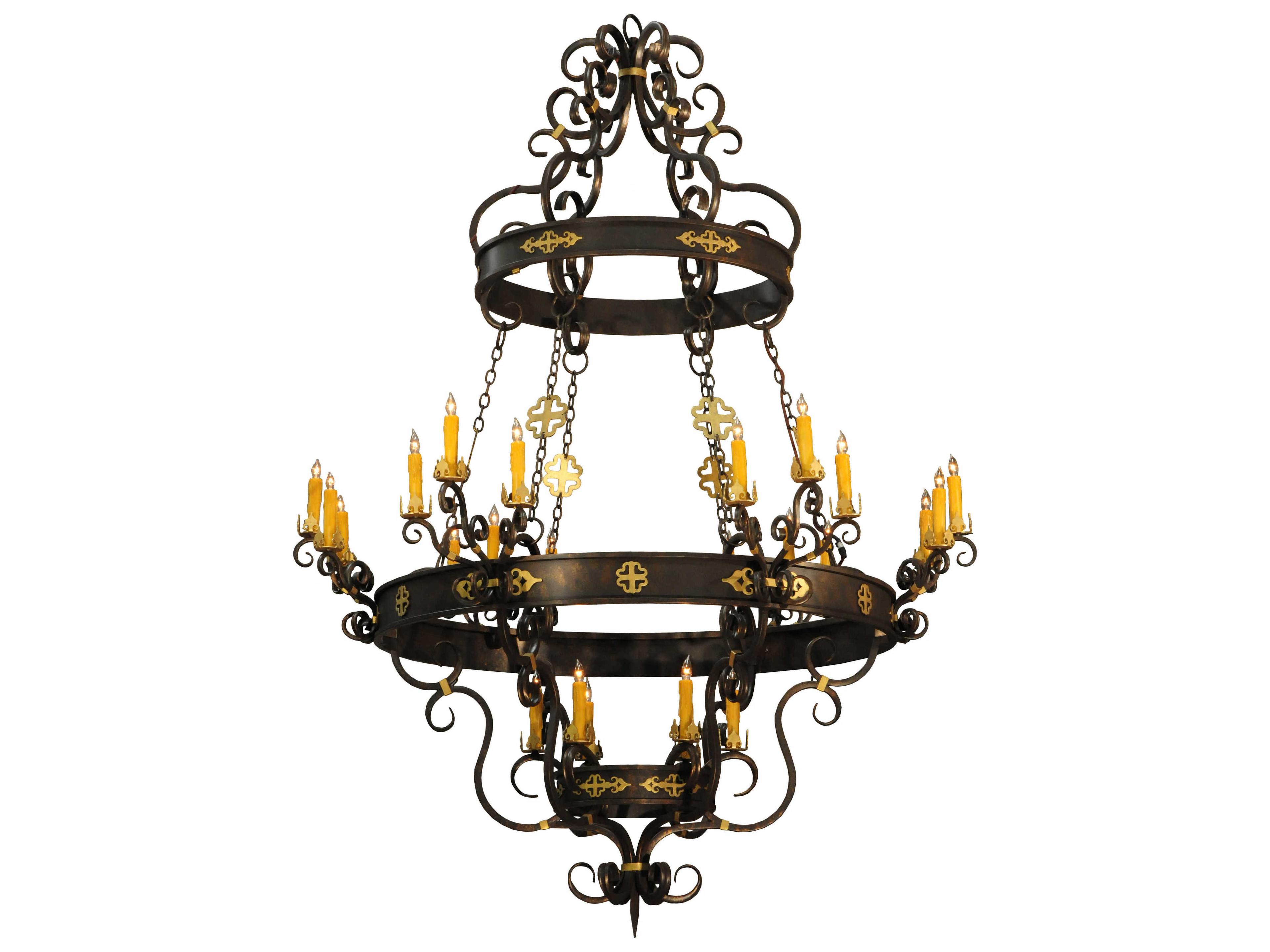 Meyda Rustic 2-Light Yellow Candelabra Chandelier