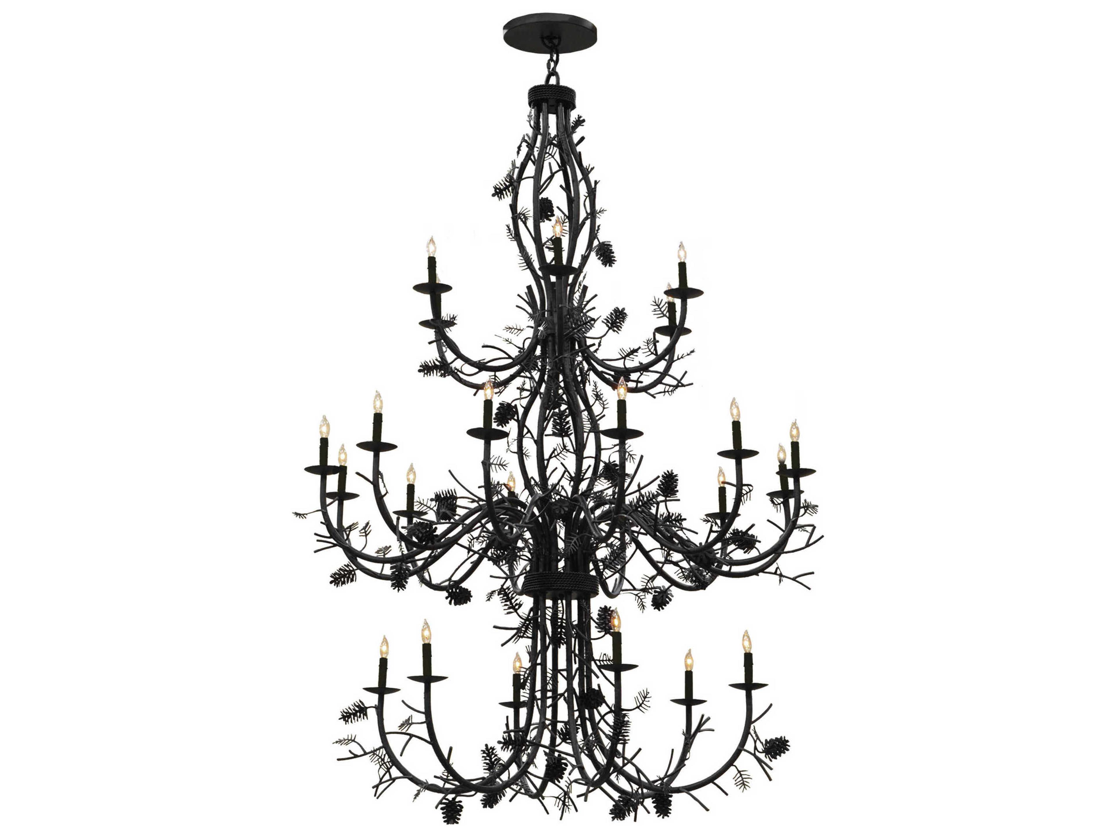 Meyda Rustic 2-Light Black Candelabra Chandelier