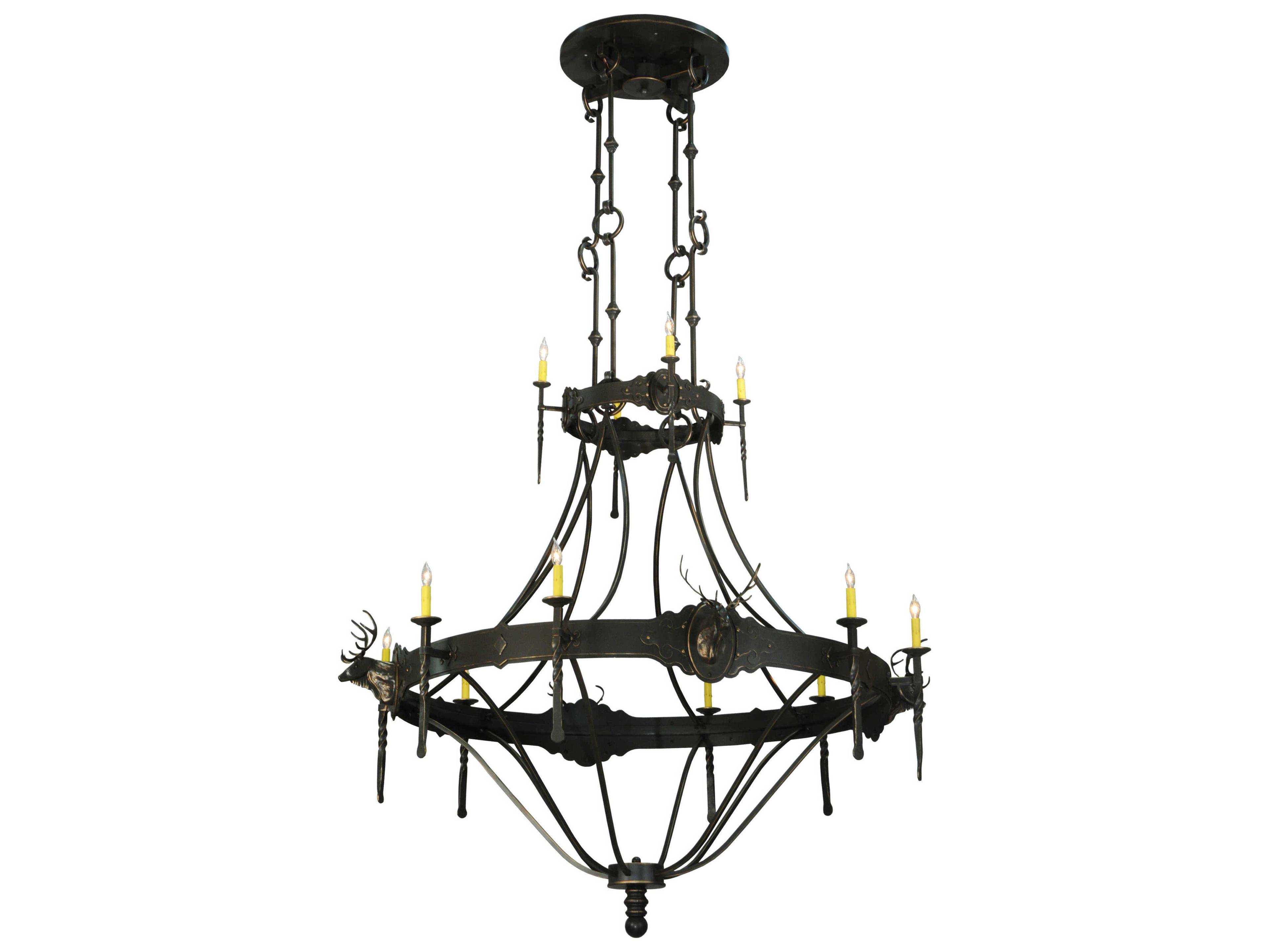 Meyda Rustic 12-Light Black Candelabra Tiered Chandelier