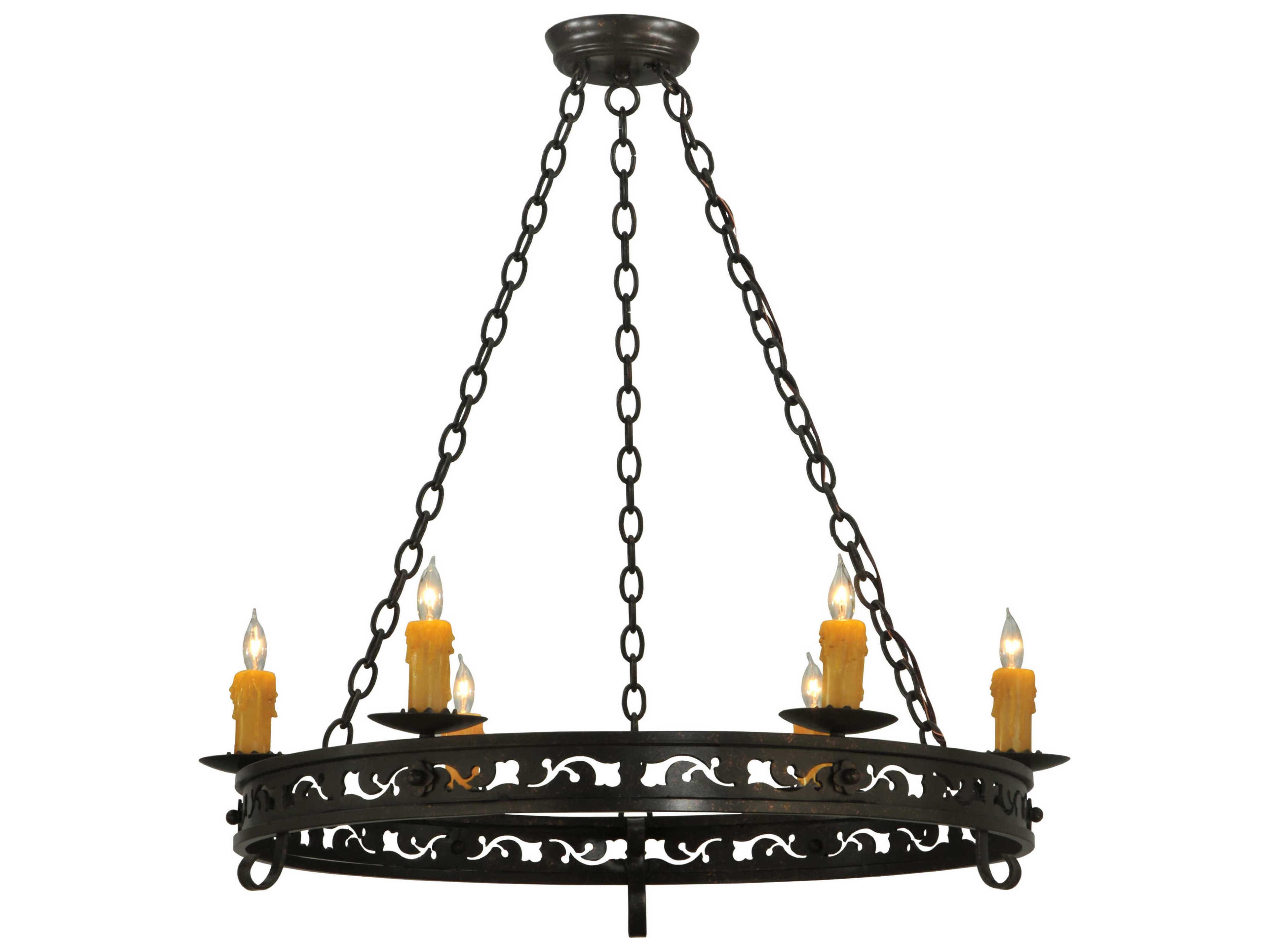 Meyda Sagebrush 6-Light Brown Candelabra Round Chandelier