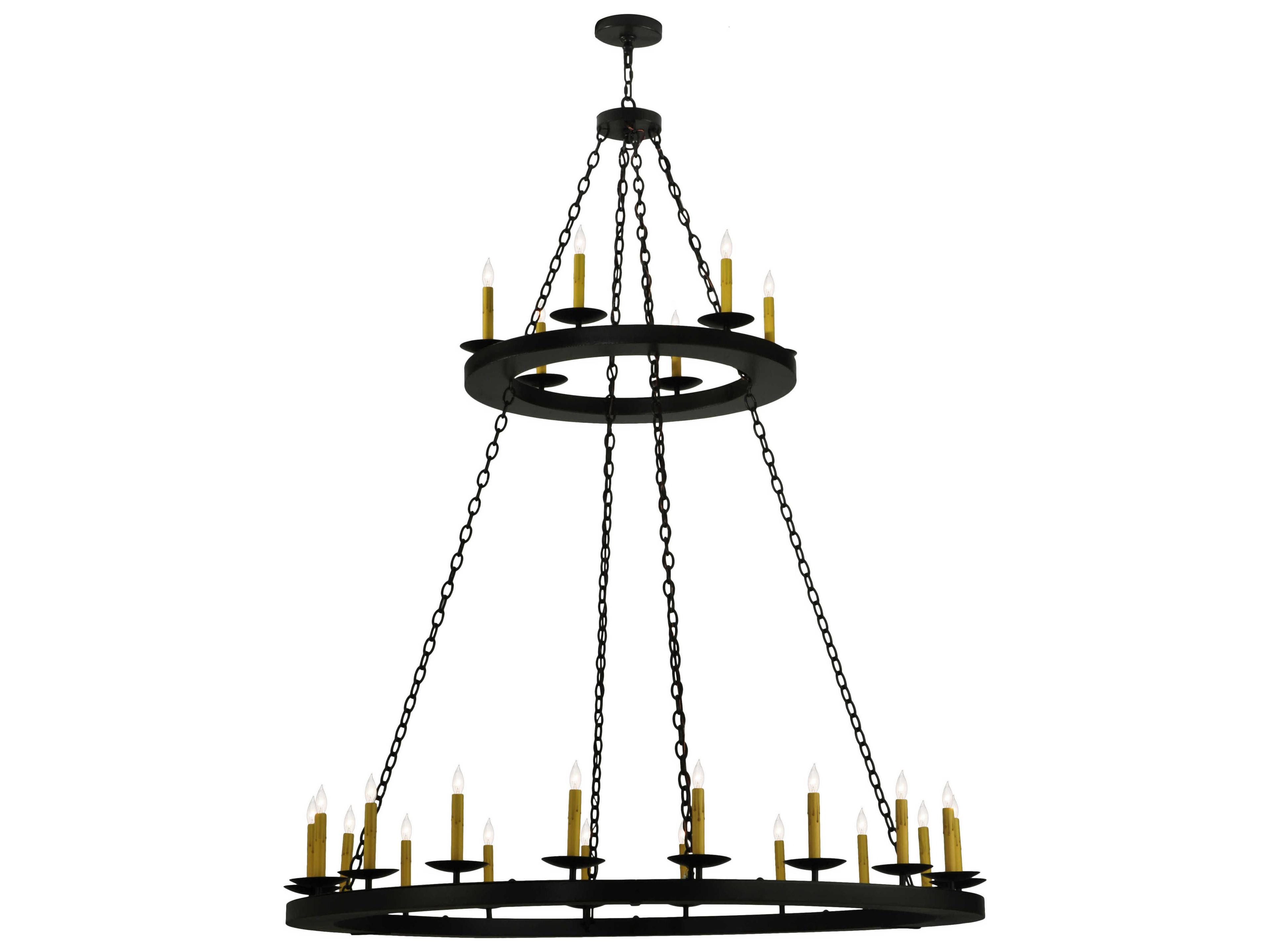 Meyda Loxley 2-Light Black Candelabra Round Tiered Chandelier