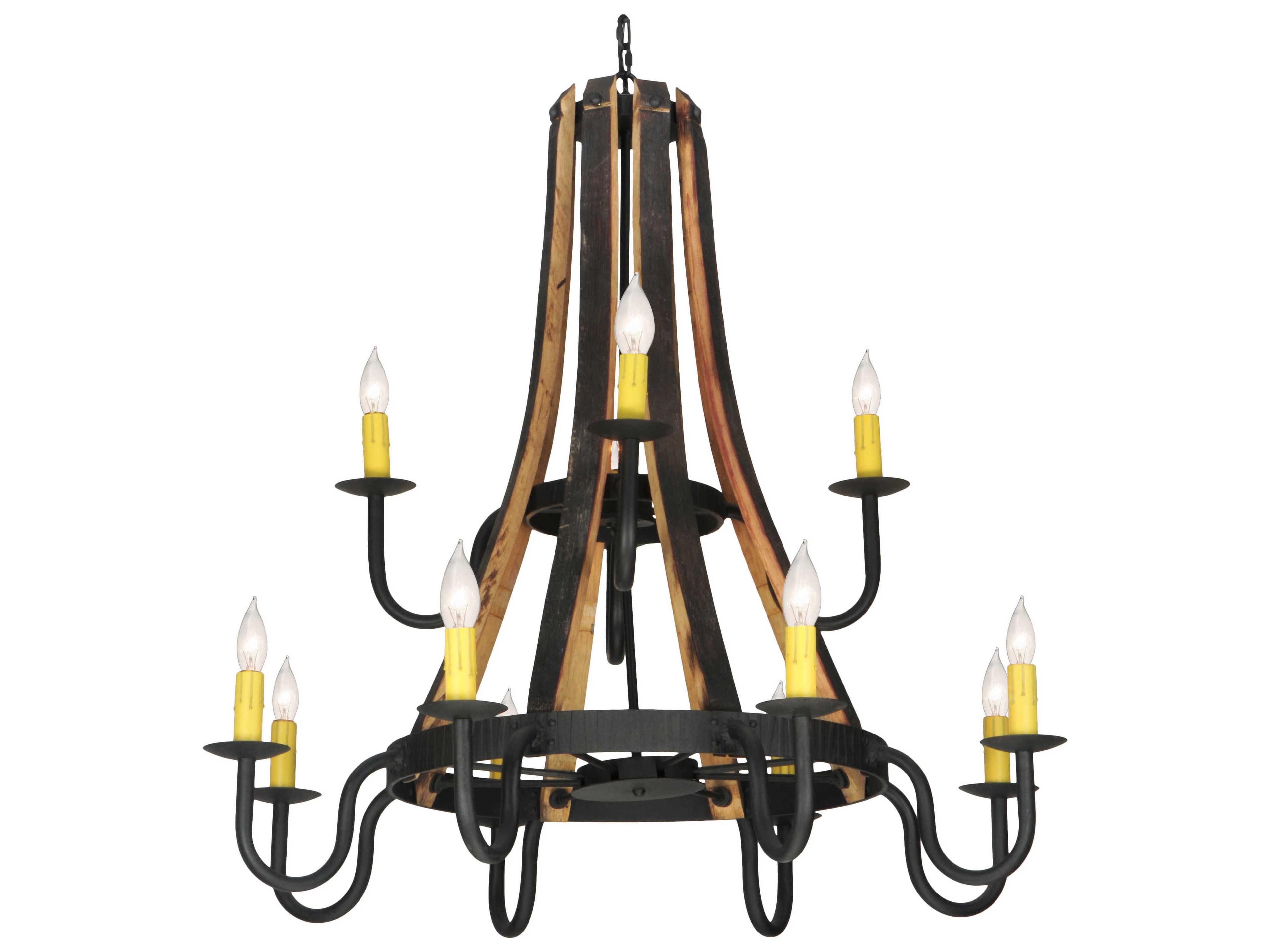Meyda Barrel Stave 12-Light Brown Candelabra Tiered Chandelier