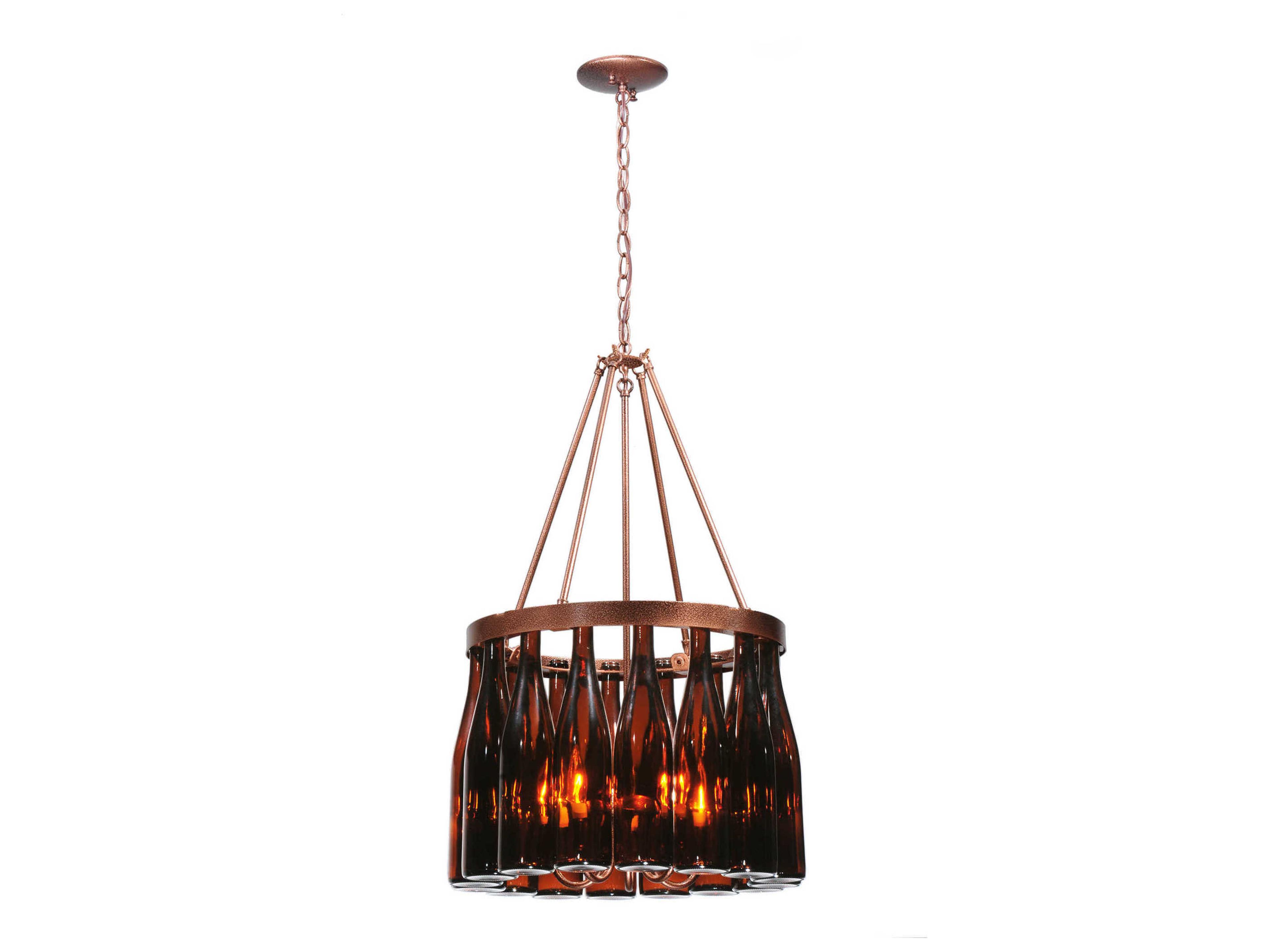 Meyda Tuscan Vineyard 5-Light Copper Glass Drum Chandelier