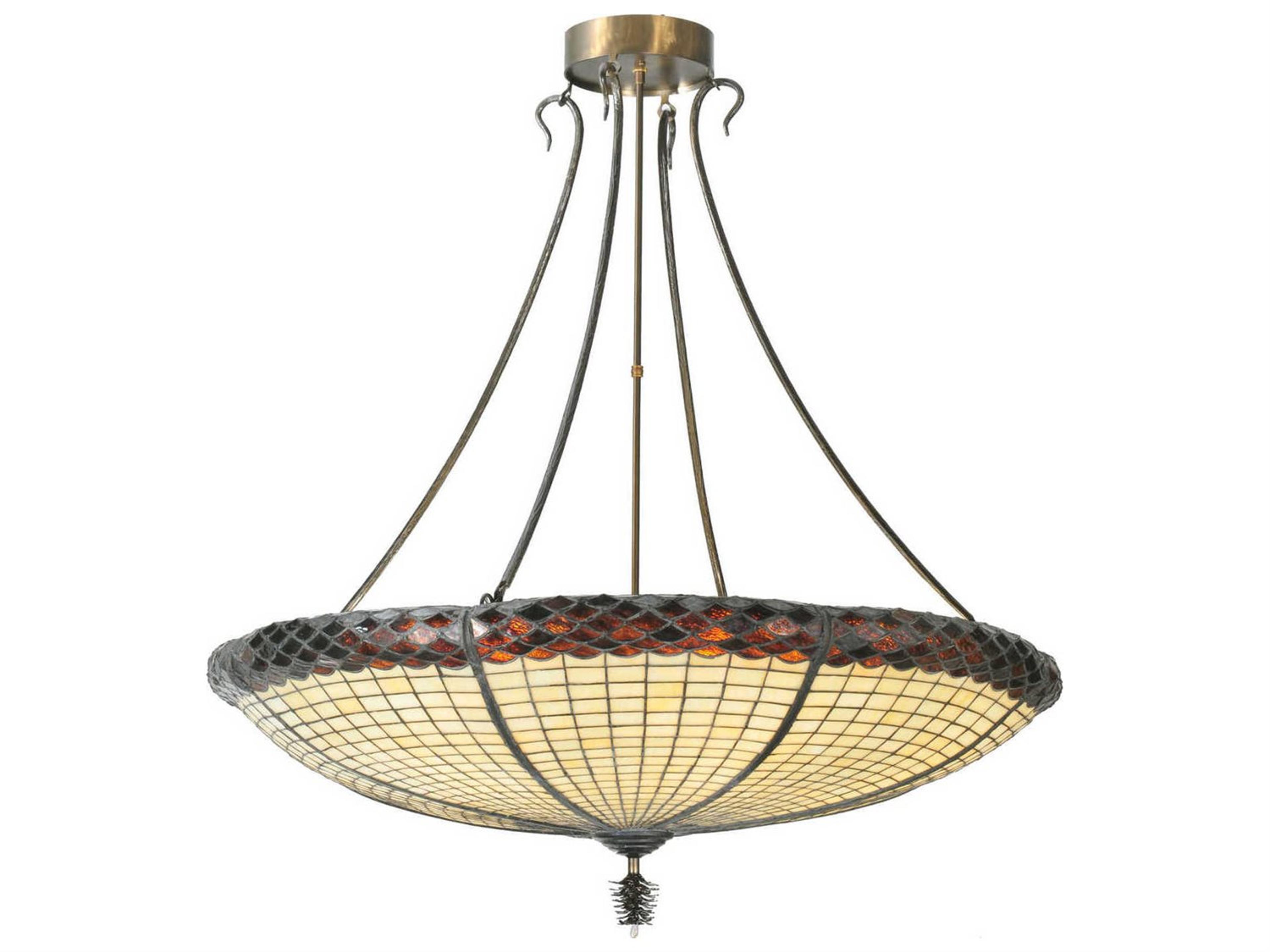 Meyda Greenbriar Oak 6-Light Bronze Glass Tiffany Pendant