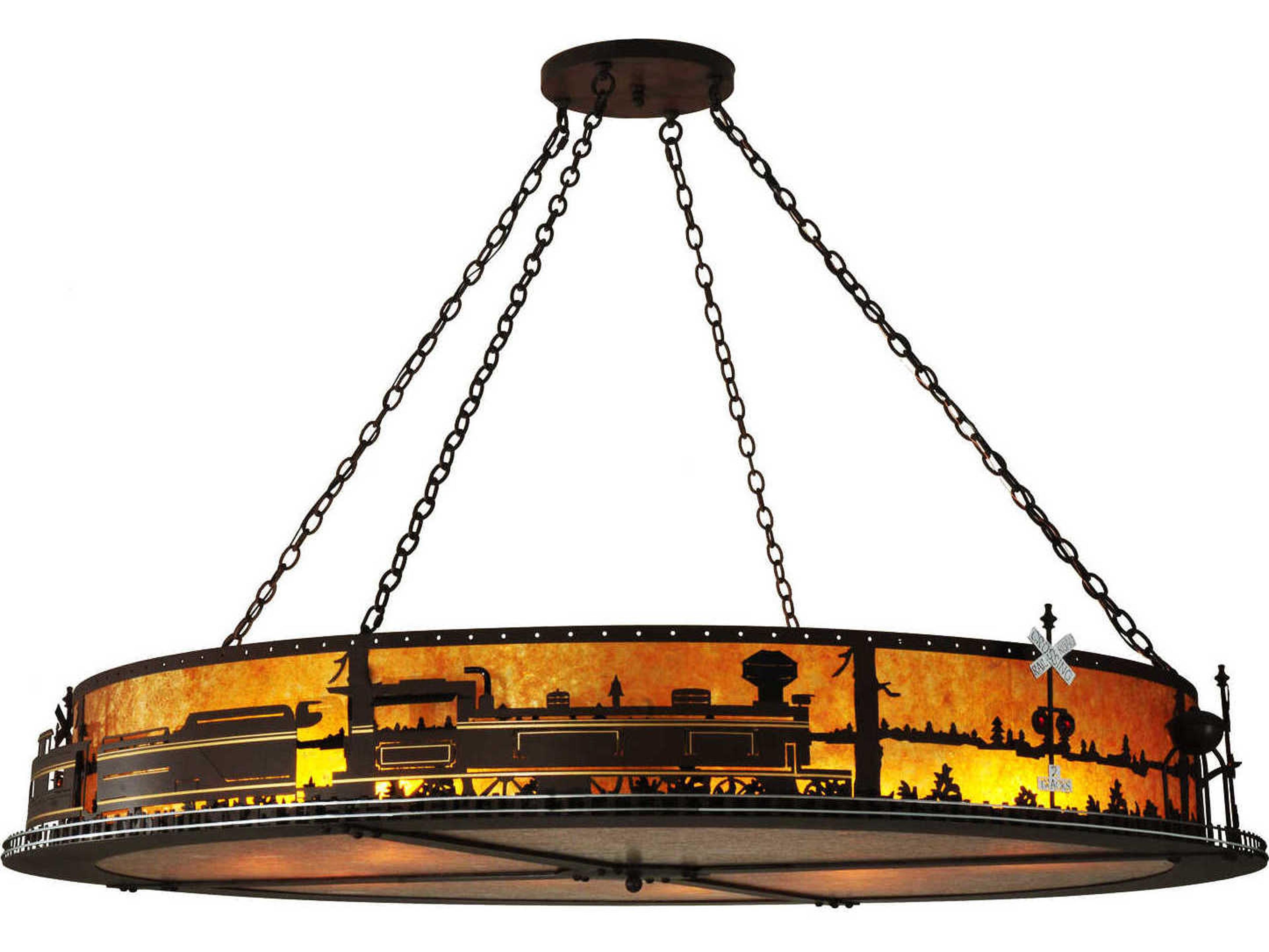 Meyda Rustic 12-Light Brown Drum Round Pendant