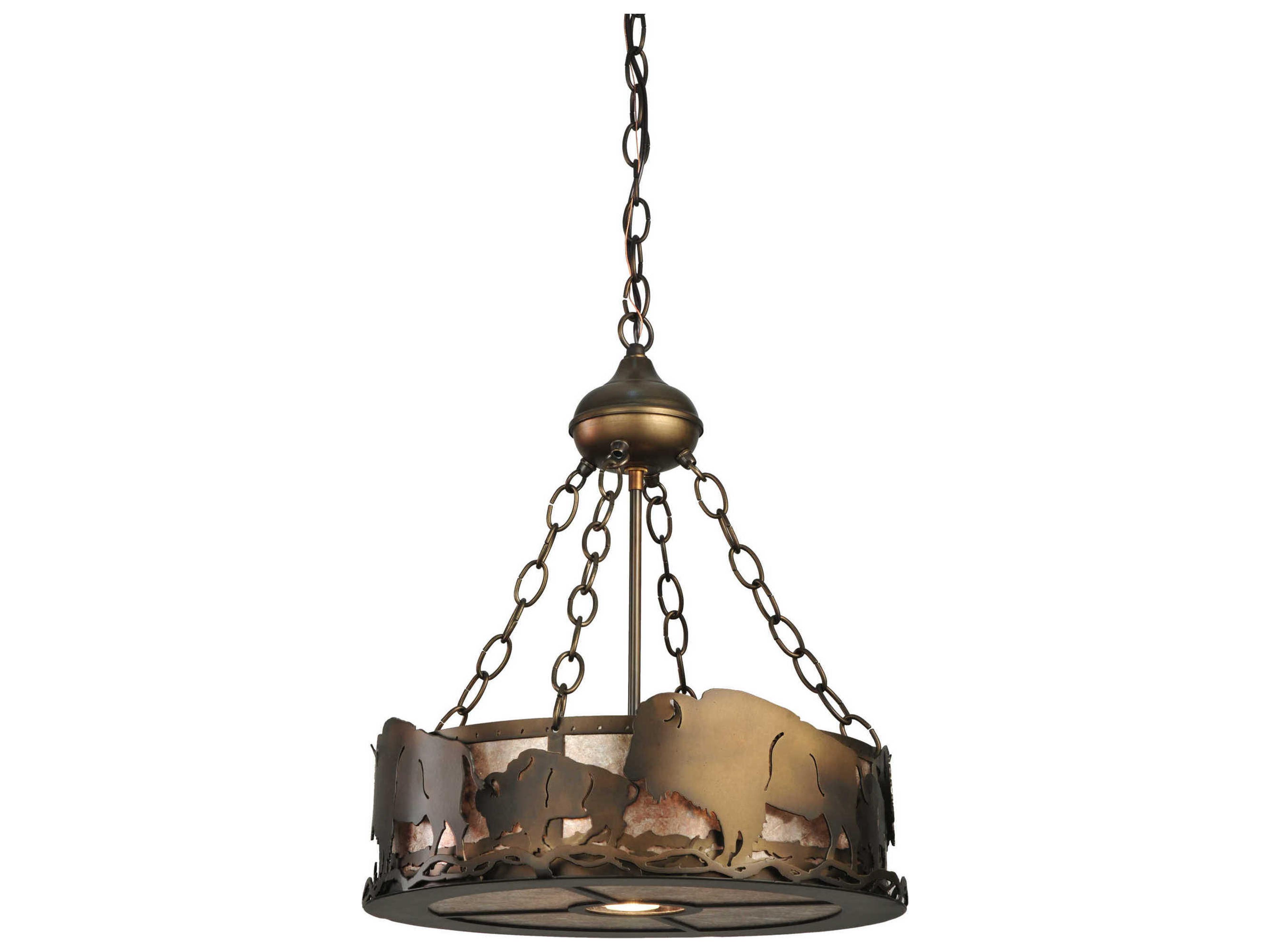 Meyda Rustic 3-Light Copper Drum Pendant