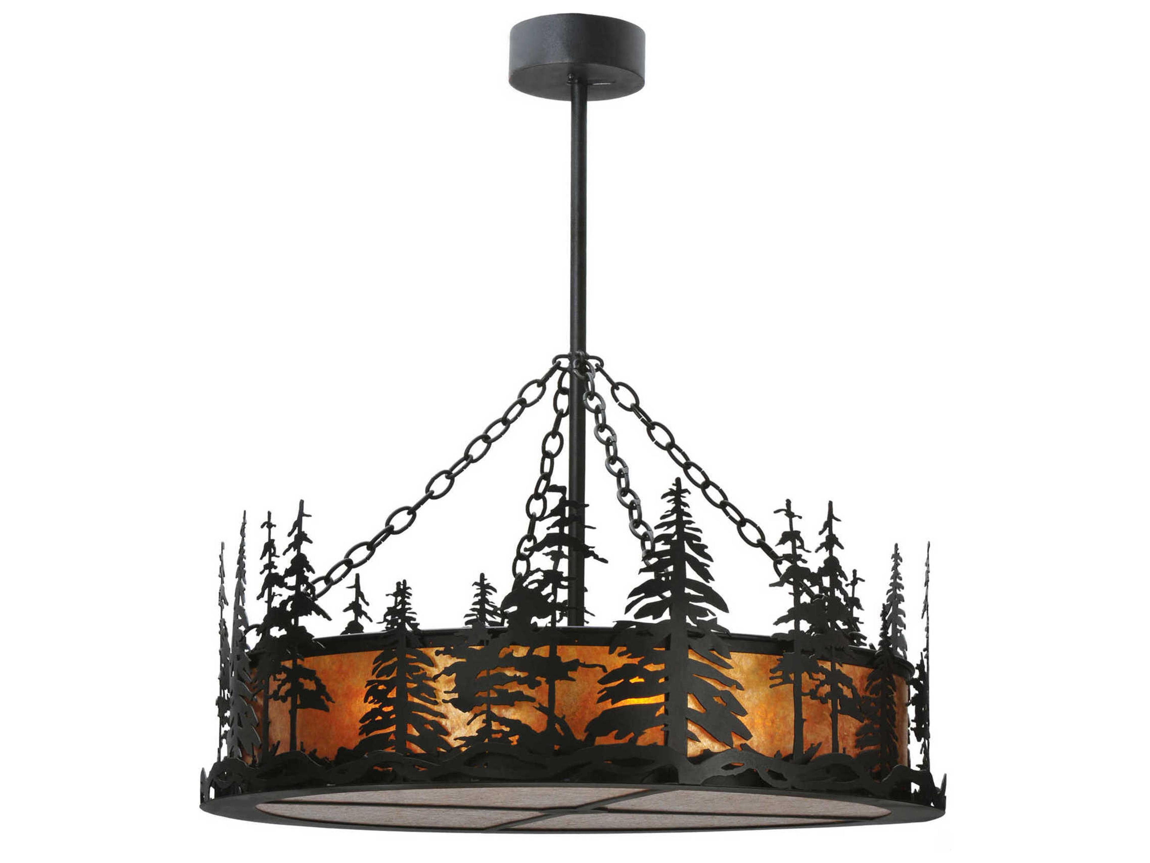 Meyda Rustic 4-Light Black Drum Pendant