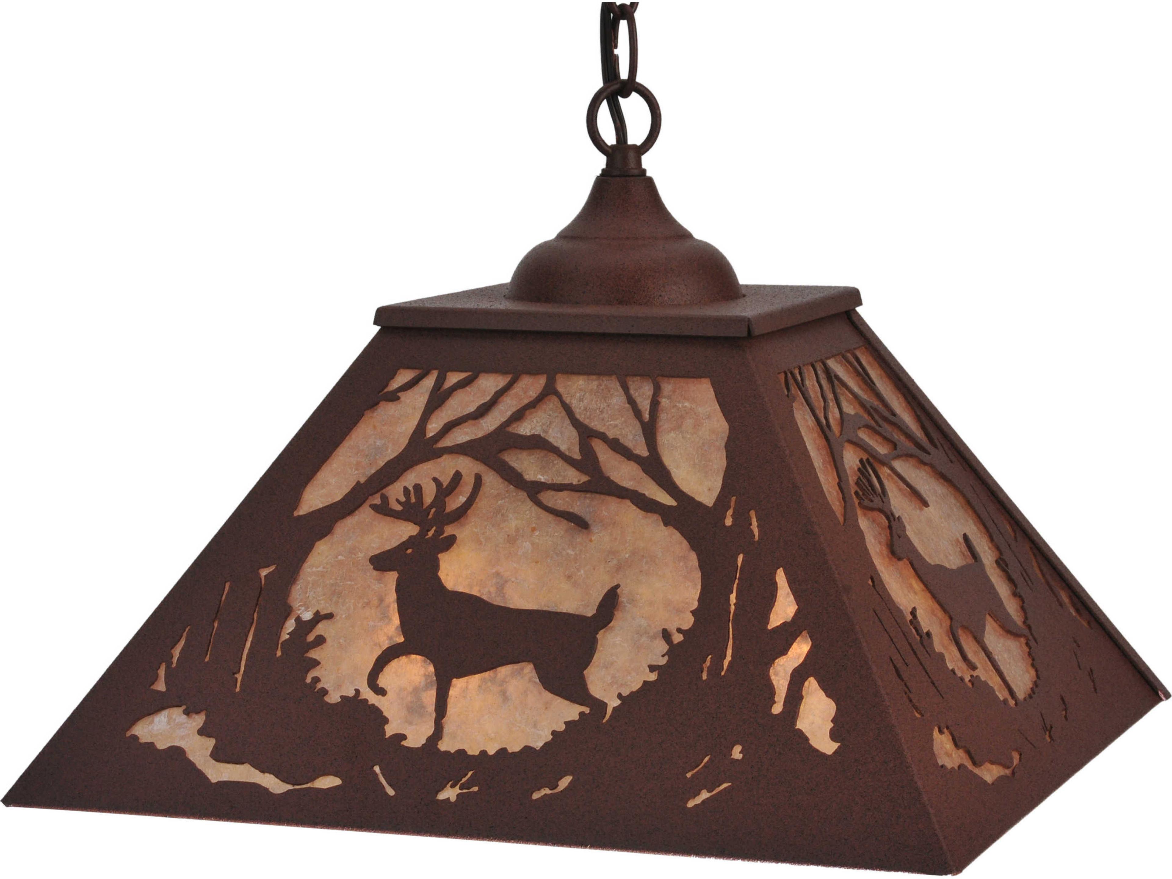 Meyda Deer At Dawn 2-Light Red Geometric Pendant