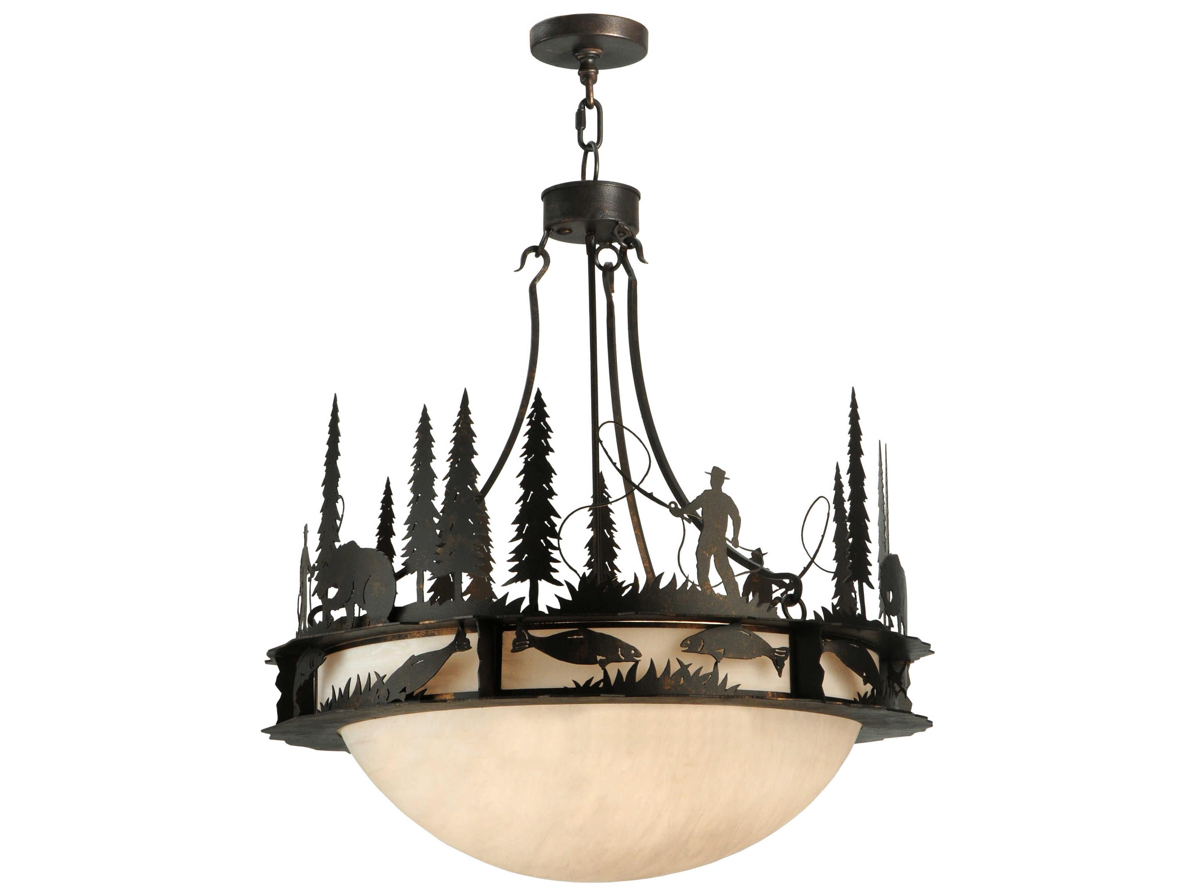 Meyda Grizzly Bear 6-Light Black Bowl Pendant