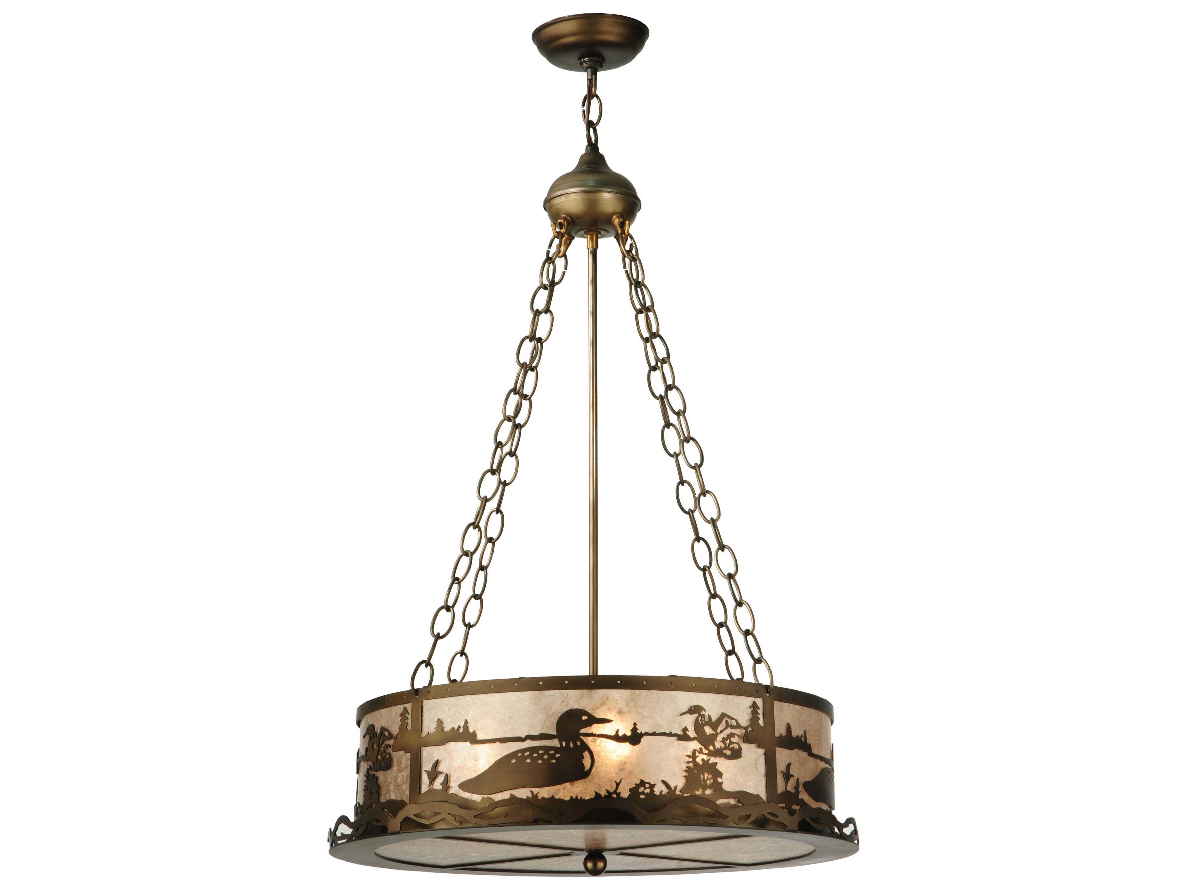 Meyda Rustic 4-Light Copper Drum Pendant