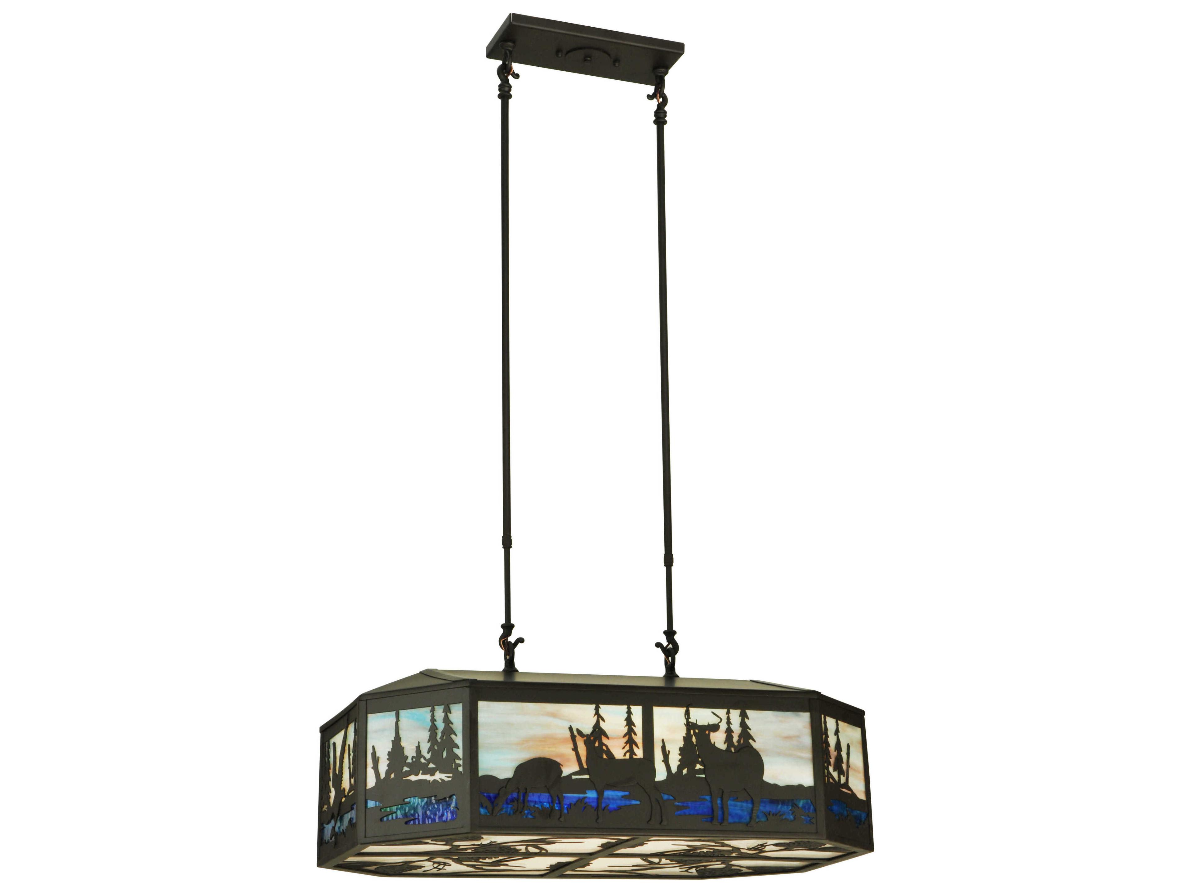 Meyda Rustic 6-Light Black Tiffany Pendant