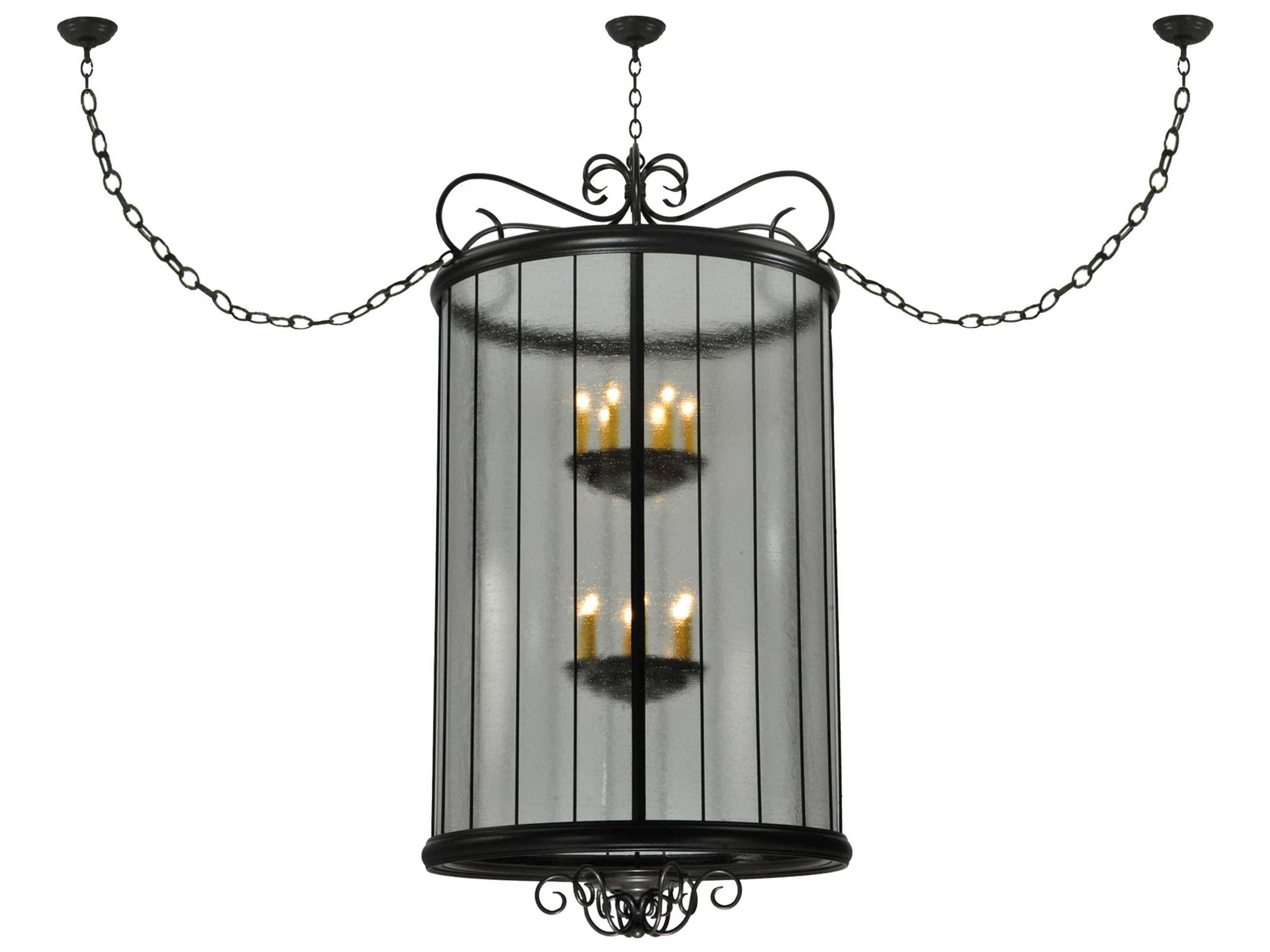 Meyda Rustic 12-Light Bronze Cylinder Tiered Pendant