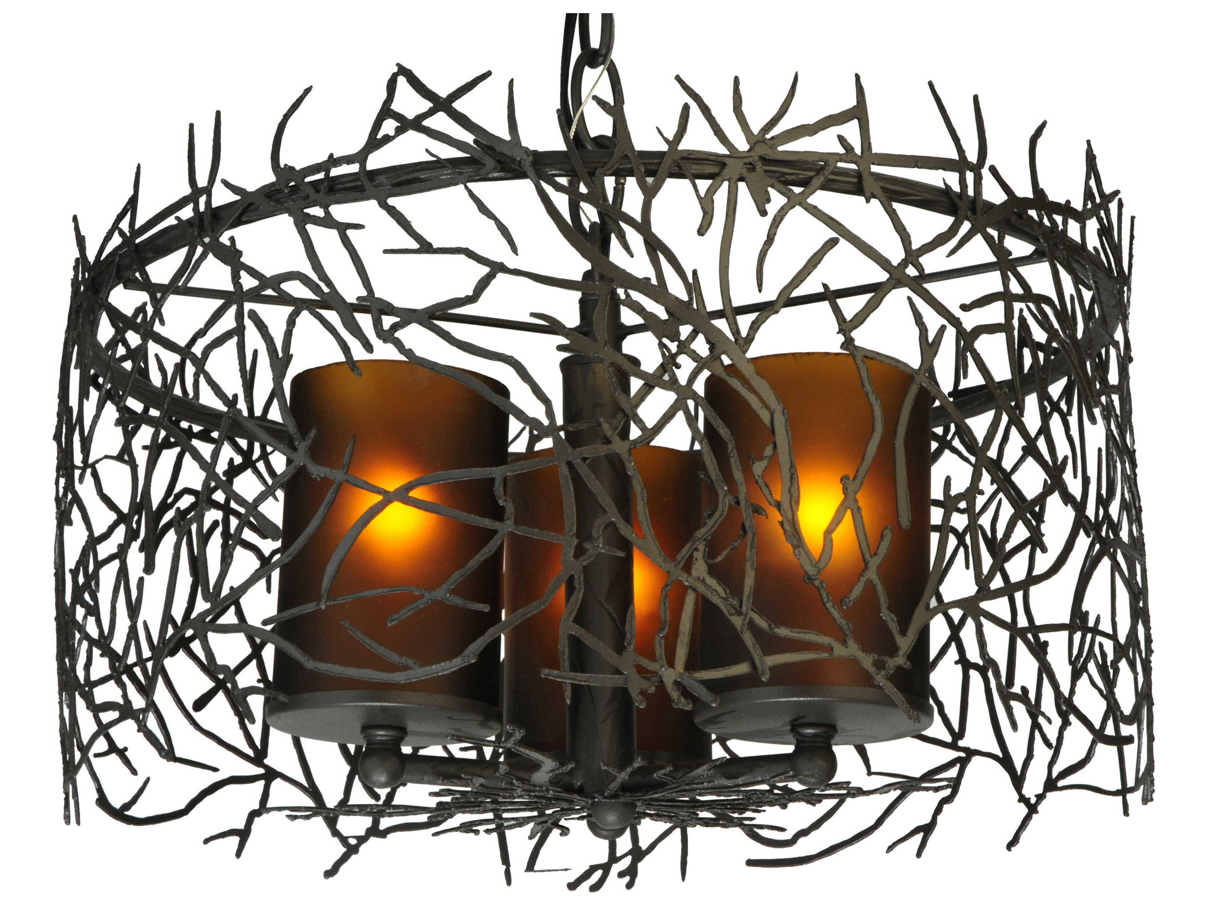 Meyda Rustic 3-Light Brown Cylinder Pendant