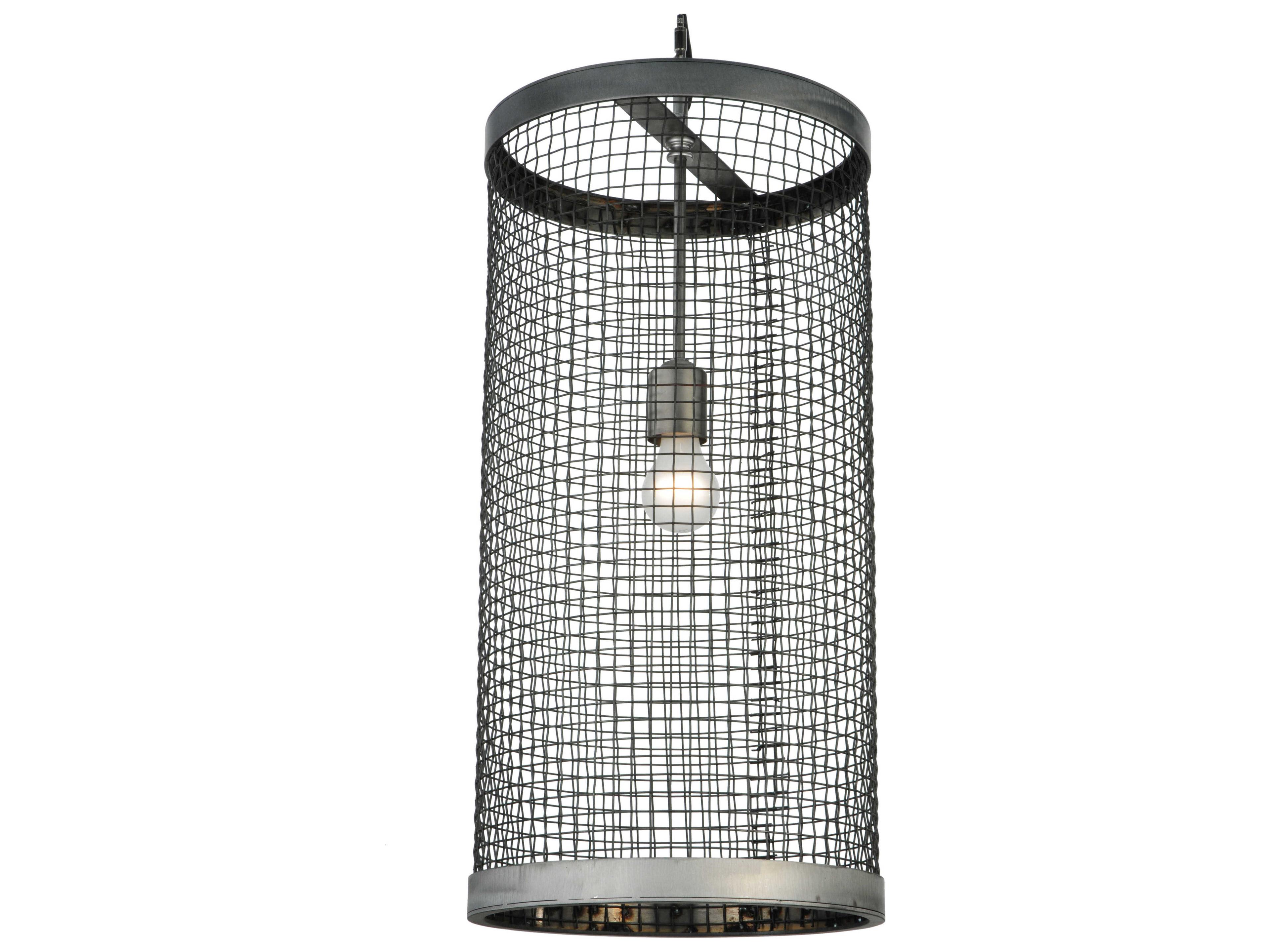 Meyda Rustic 1-Light Gray Cylinder Pendant