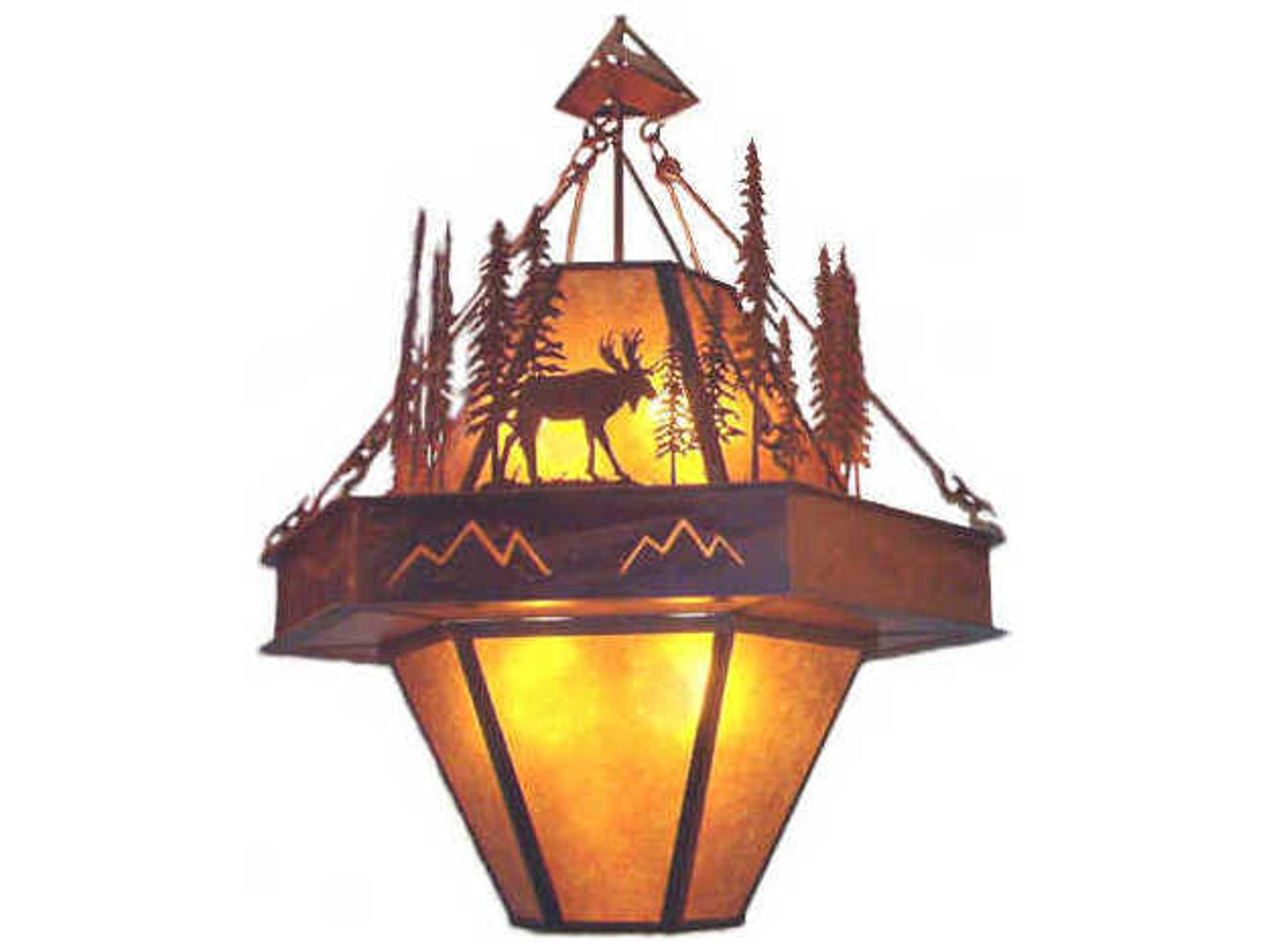 Meyda Moose At Dusk 8-Light Red Geometric Pendant