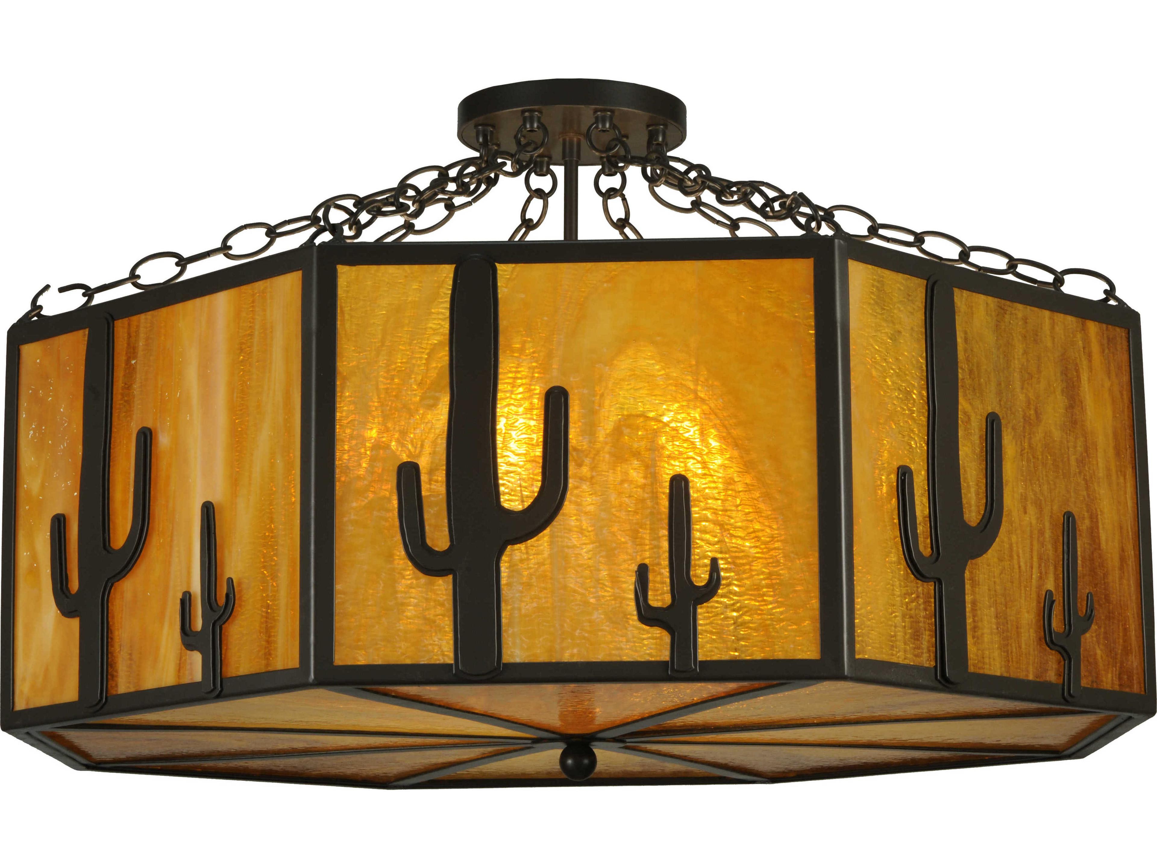 Meyda Rustic 8-Light Bronze Geometric Semi Flush Mount