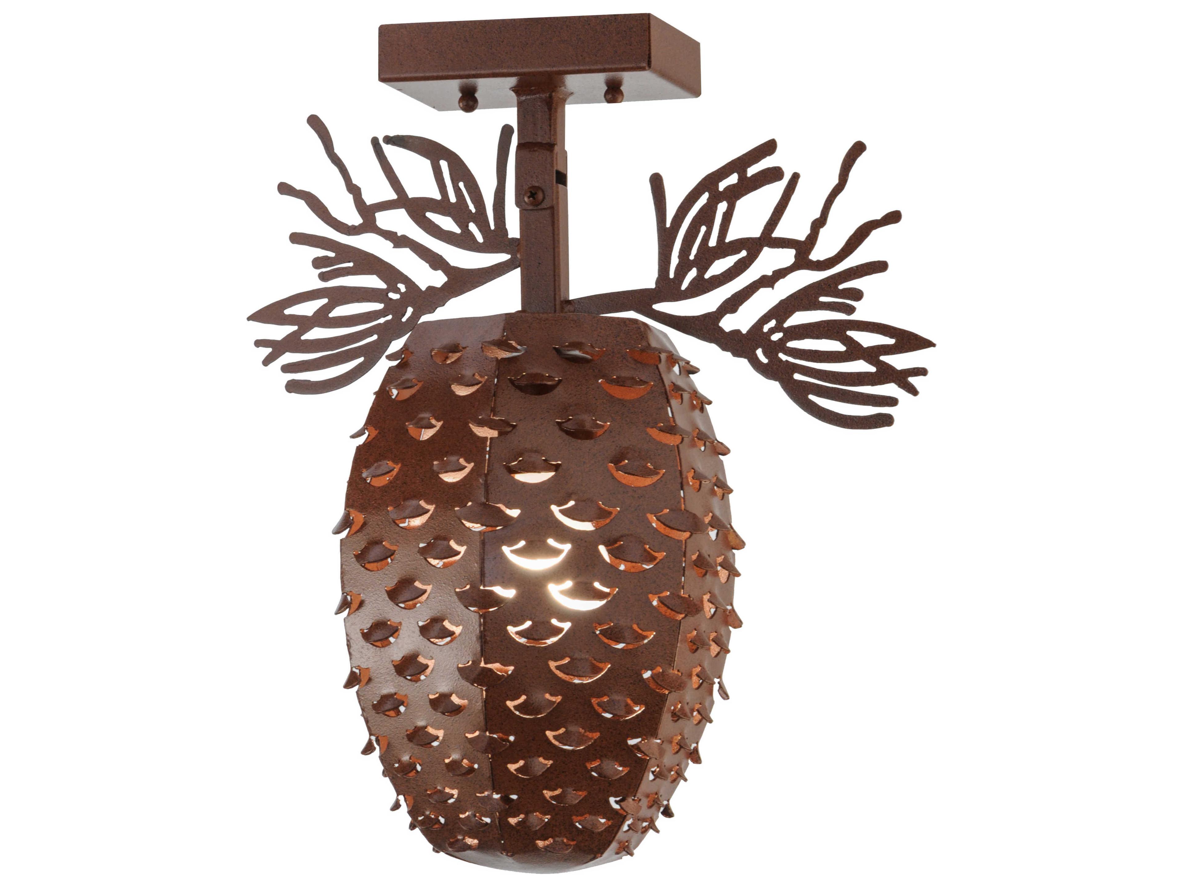 Meyda Rustic 1-Light Red Semi Flush Mount