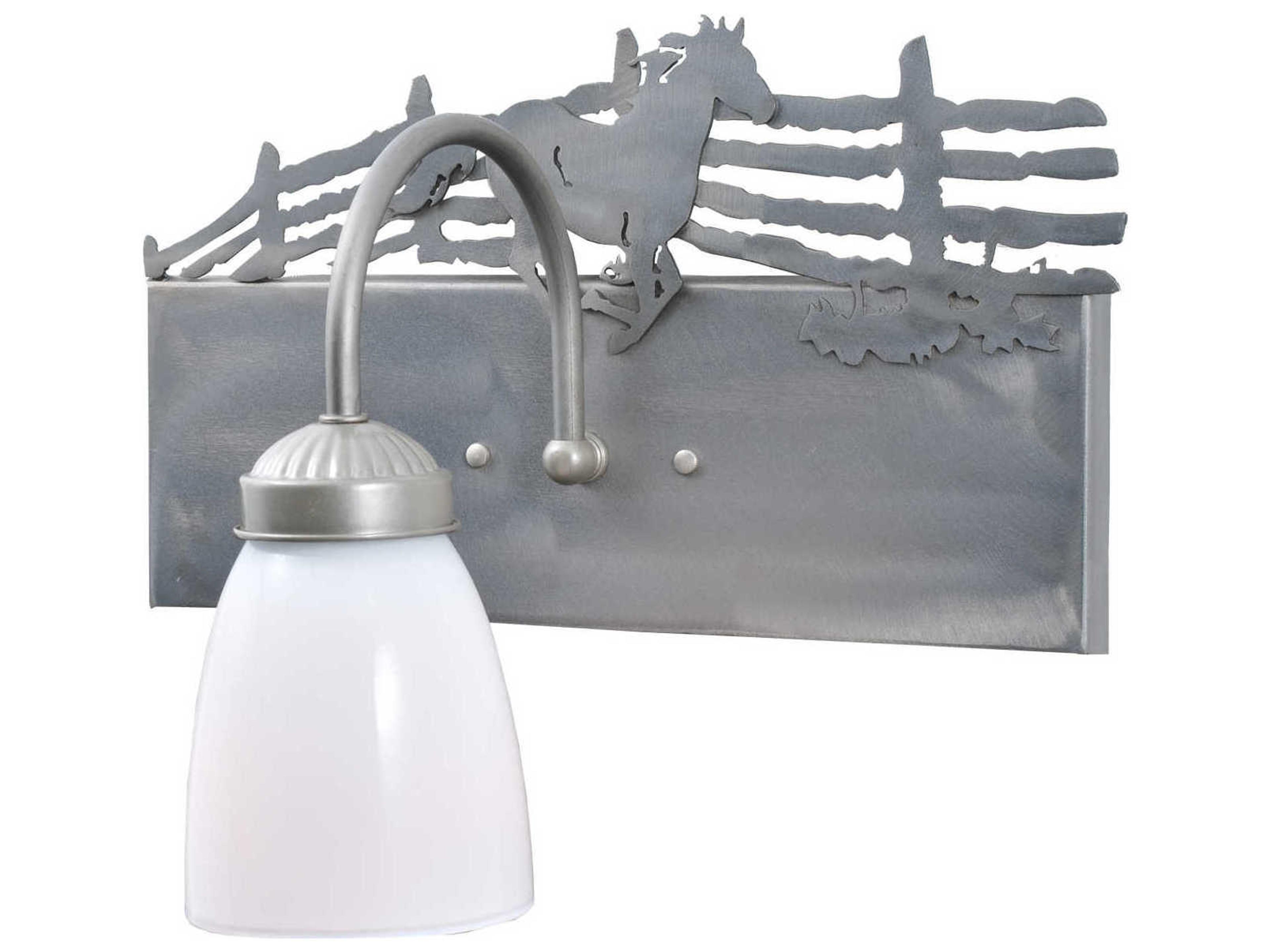 Meyda Rustic 1-Light Steel Glass Vanity Light