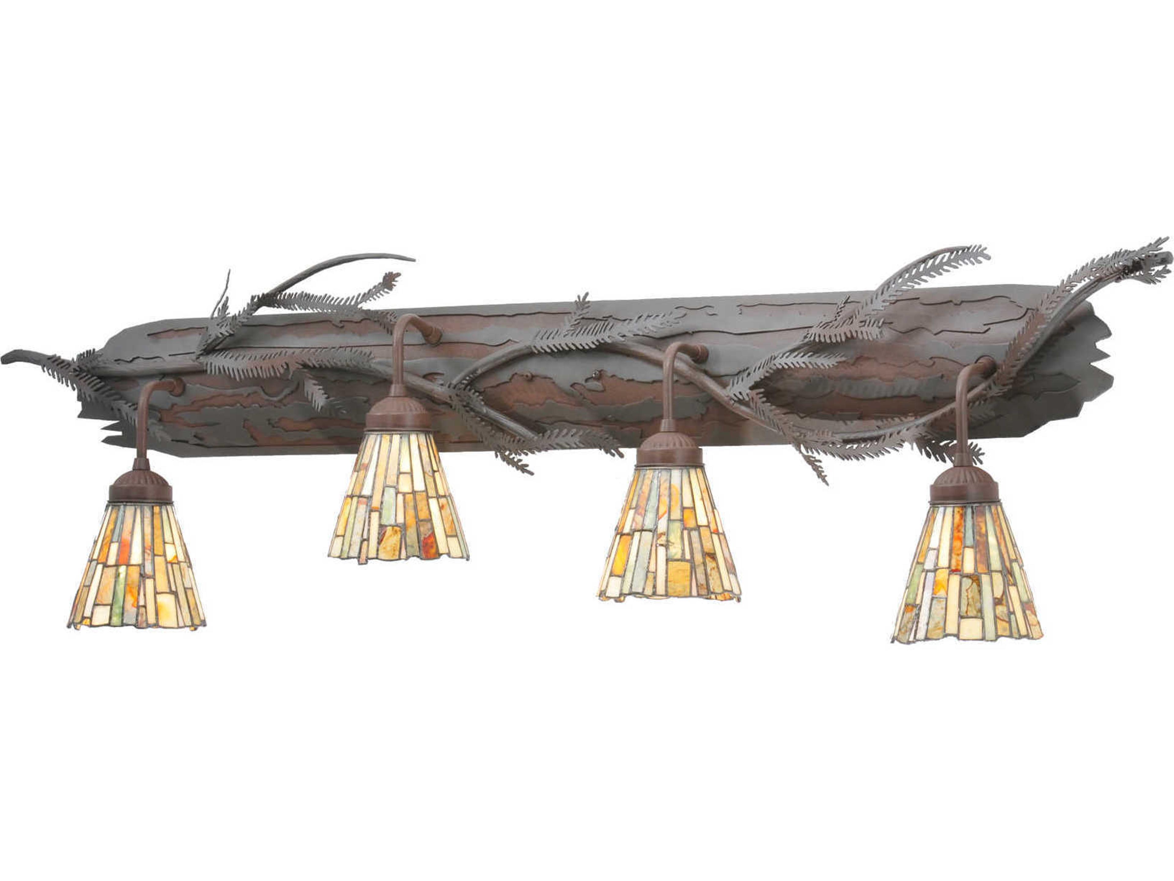 Meyda Rustic 4-Light Brown Tiffany Vanity Light