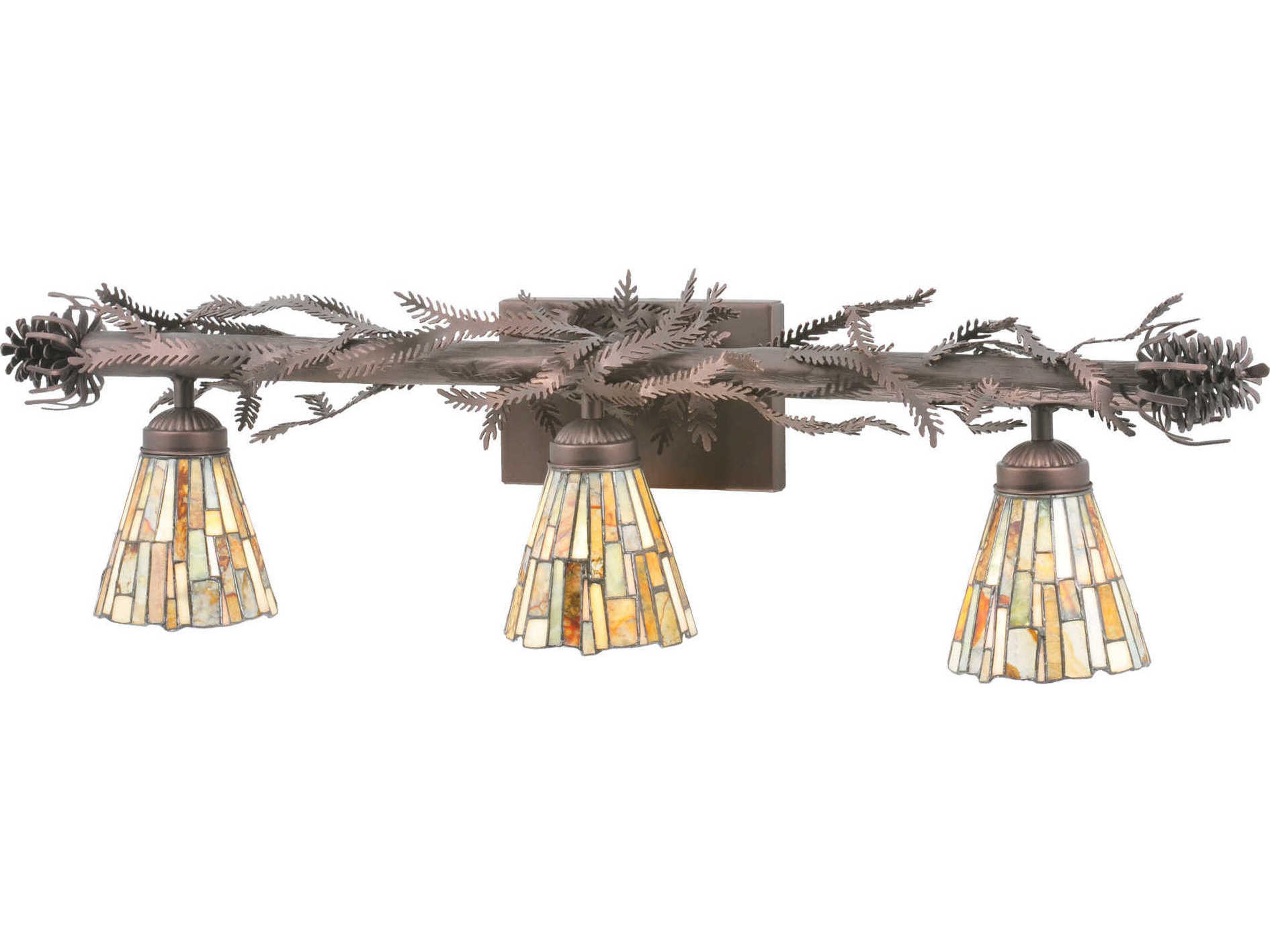 Meyda Rustic 3-Light Bronze Tiffany Vanity Light