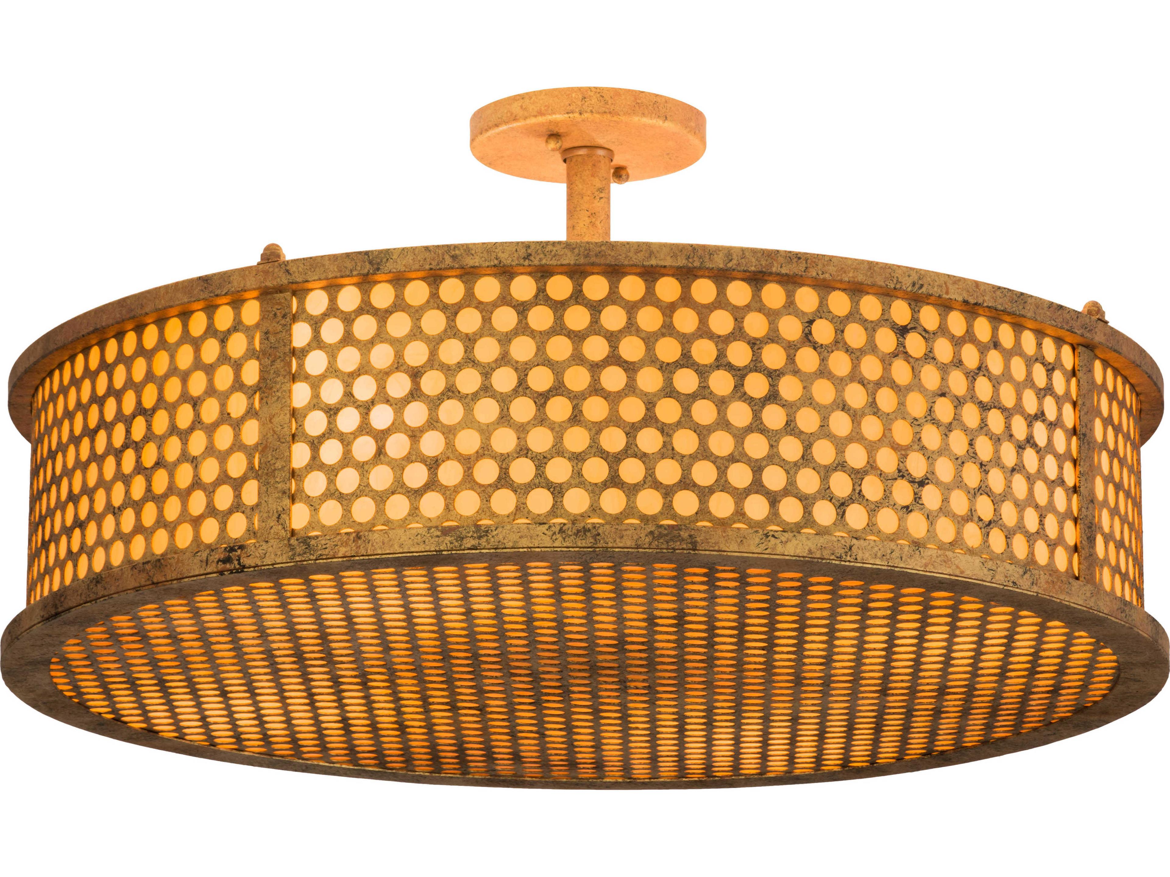Meyda Luciano 4-Light Gold Drum Semi Flush Mount