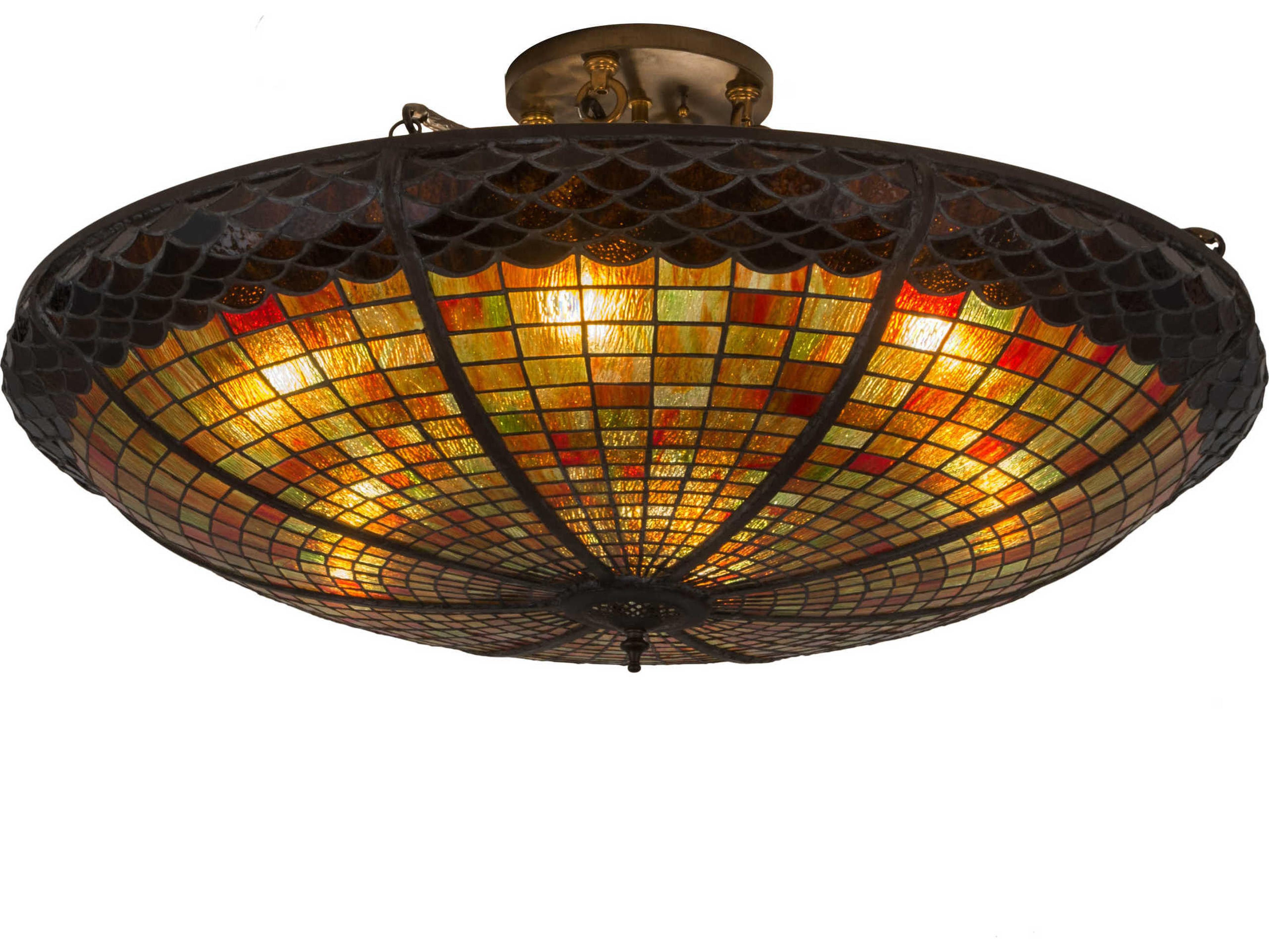 Meyda Acorn 6-Light Brown Glass Tiffany Bowl Semi Flush Mount