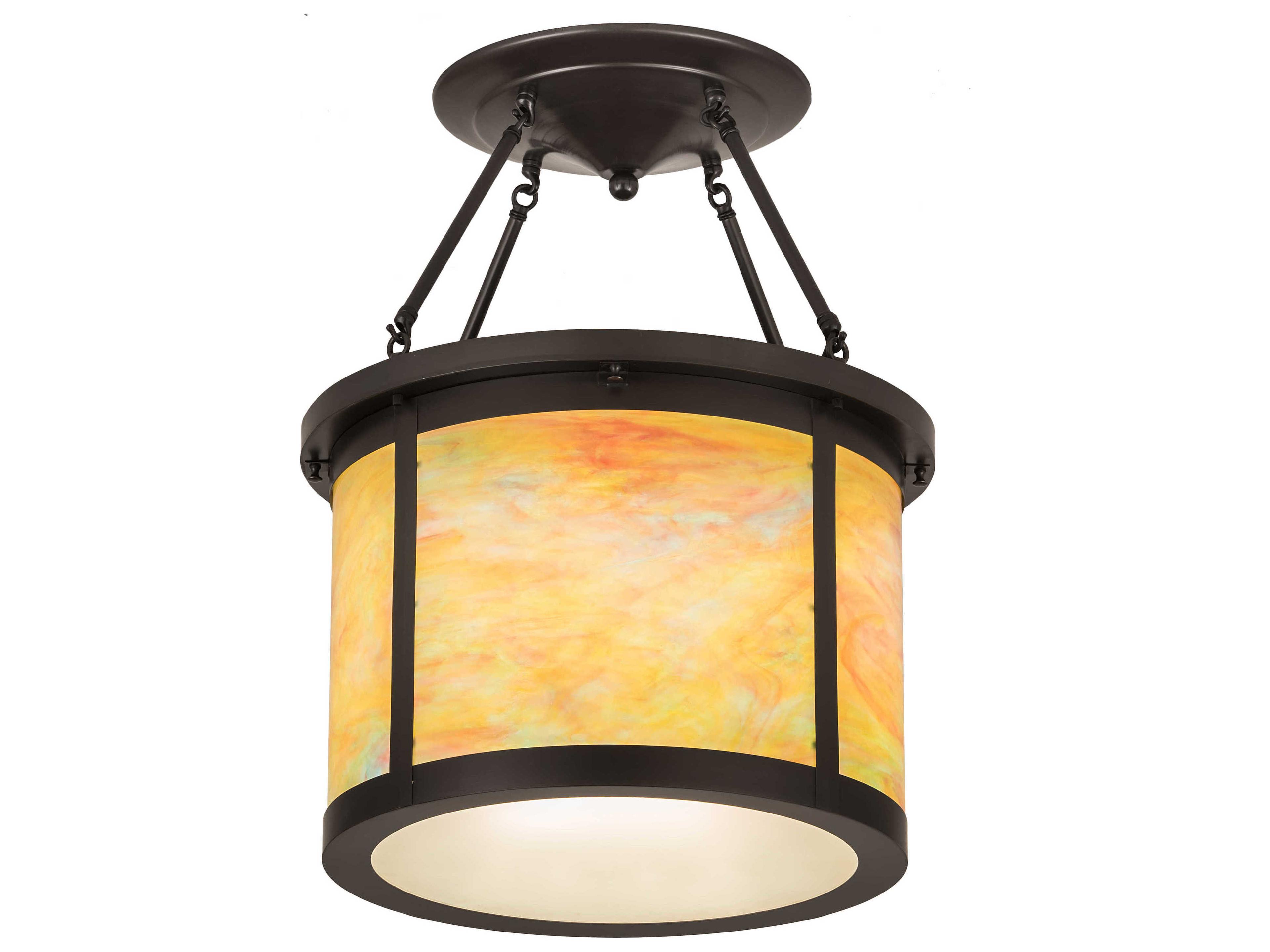 Meyda Arts & Crafts 4-Light Brown Glass Cylinder Semi Flush Mount