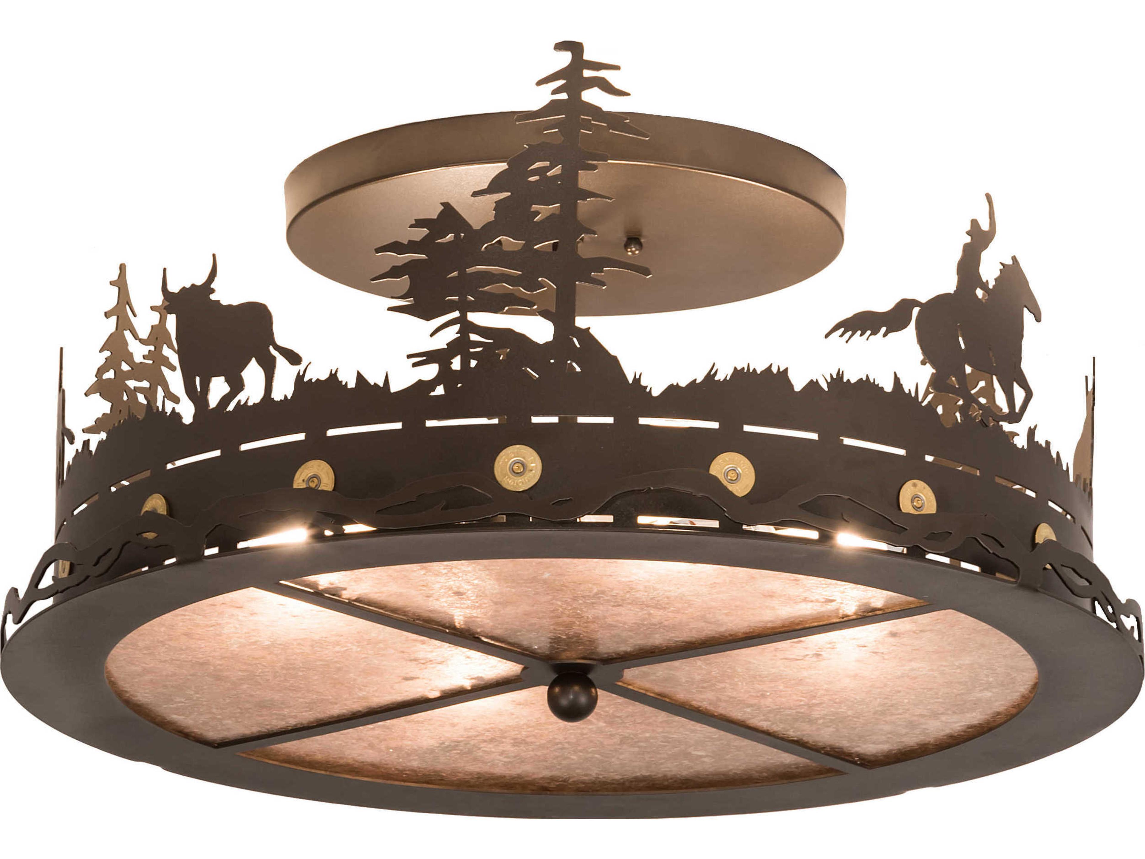 Meyda 4-Light Bronze Glass Semi Flush Mount