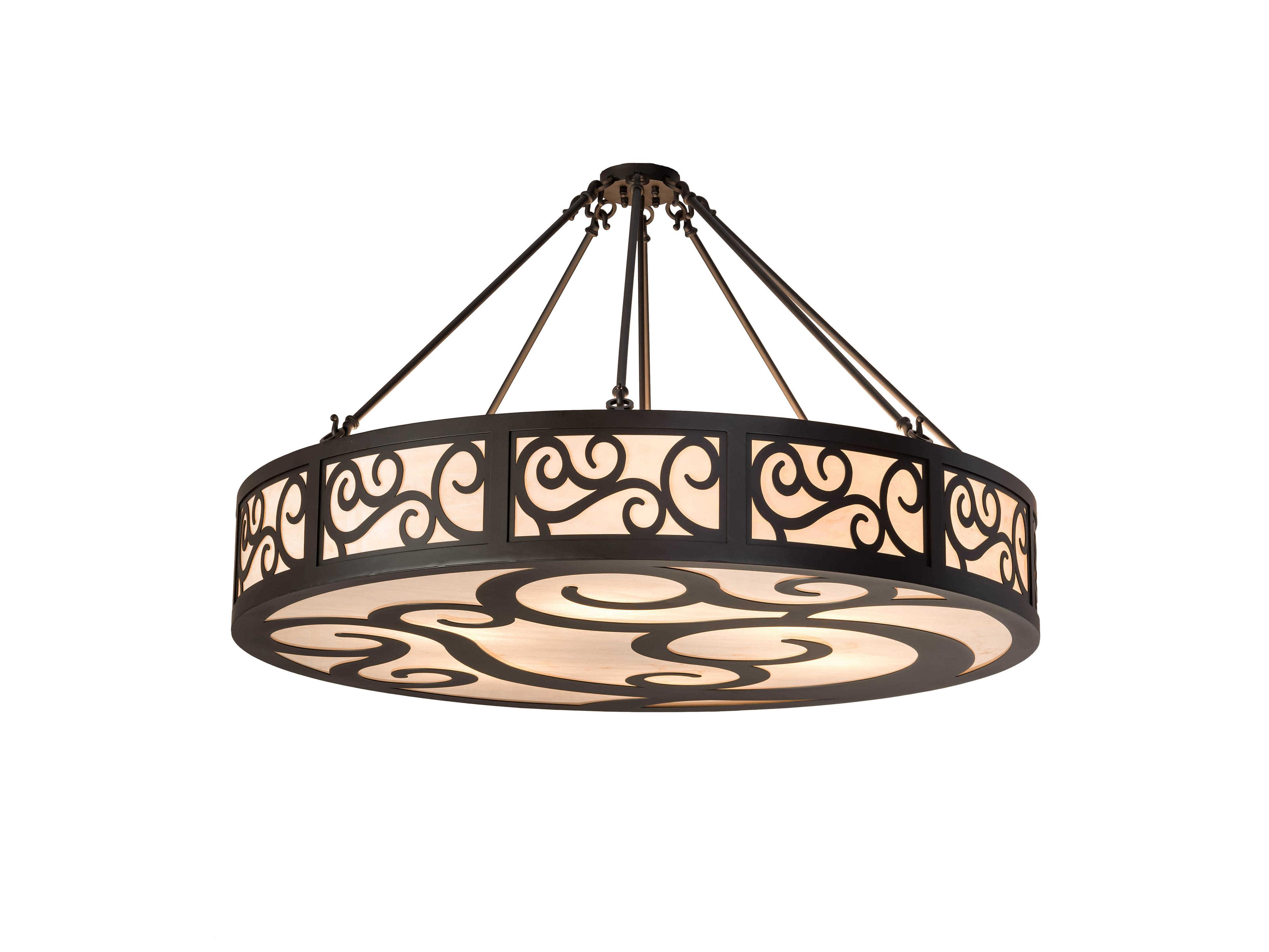 Meyda Dean 6-Light Black Drum Semi Flush Mount