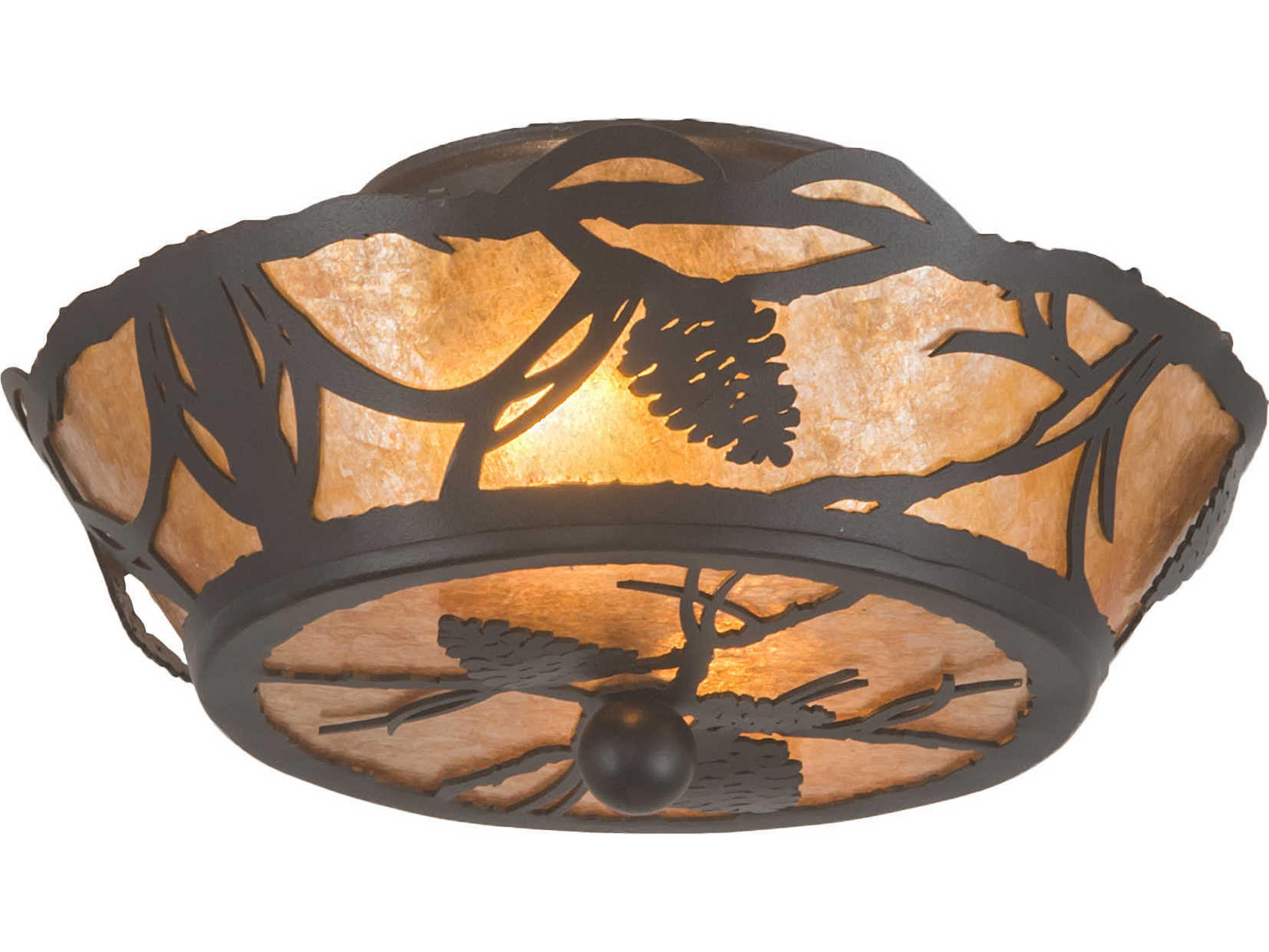 Meyda Whispering Pines 2-Light Black Bowl Semi Flush Mount