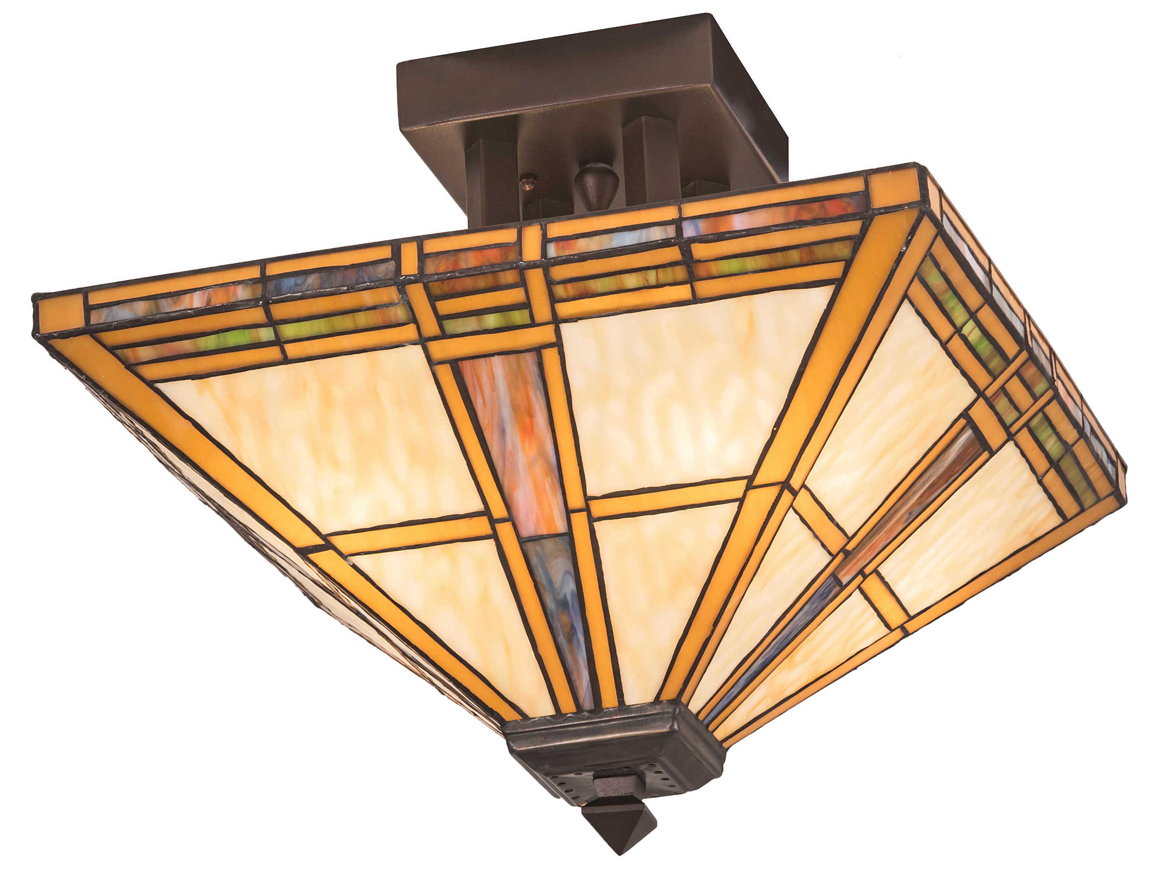 Meyda 4-Light Bronze Glass Tiffany Semi Flush Mount